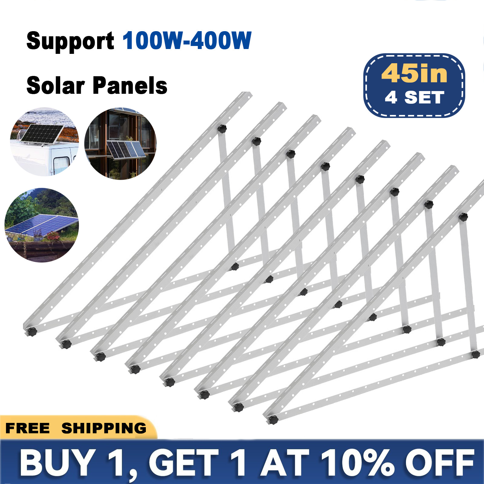 AeternaSol 4 Sets 45in Solar Panel Mount Brackets Mount Brackets Kit Adjustable