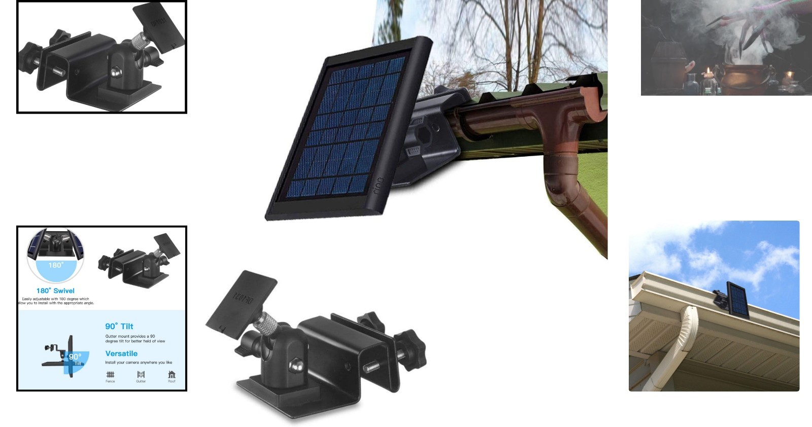Weatherproof Adjustable Gutter Mount for Ring Solar Panels – Black Aluminum