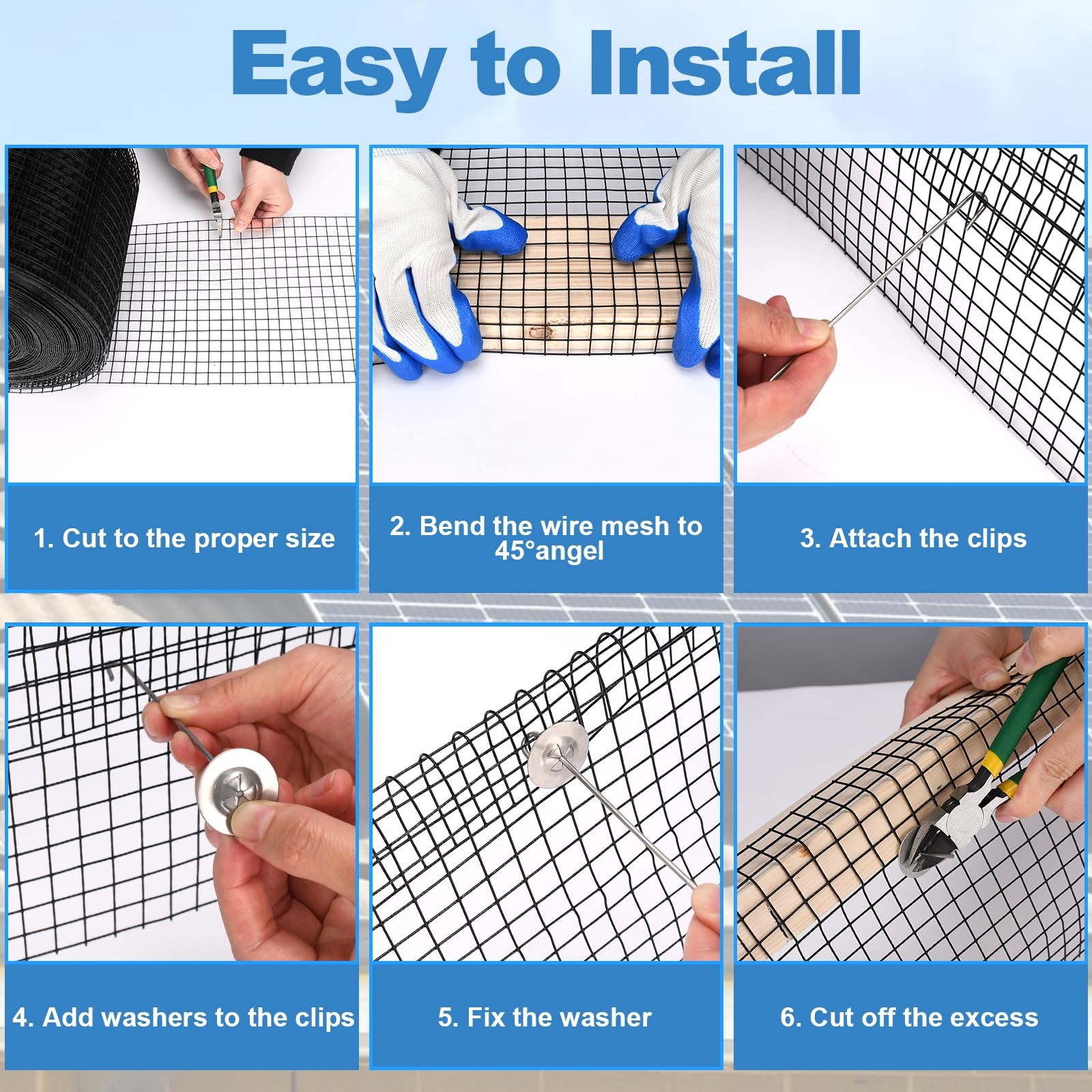 Critter Guard for Solar Panel BirdGuard 6in x 100ft PVC Coated Pigeon Netting…