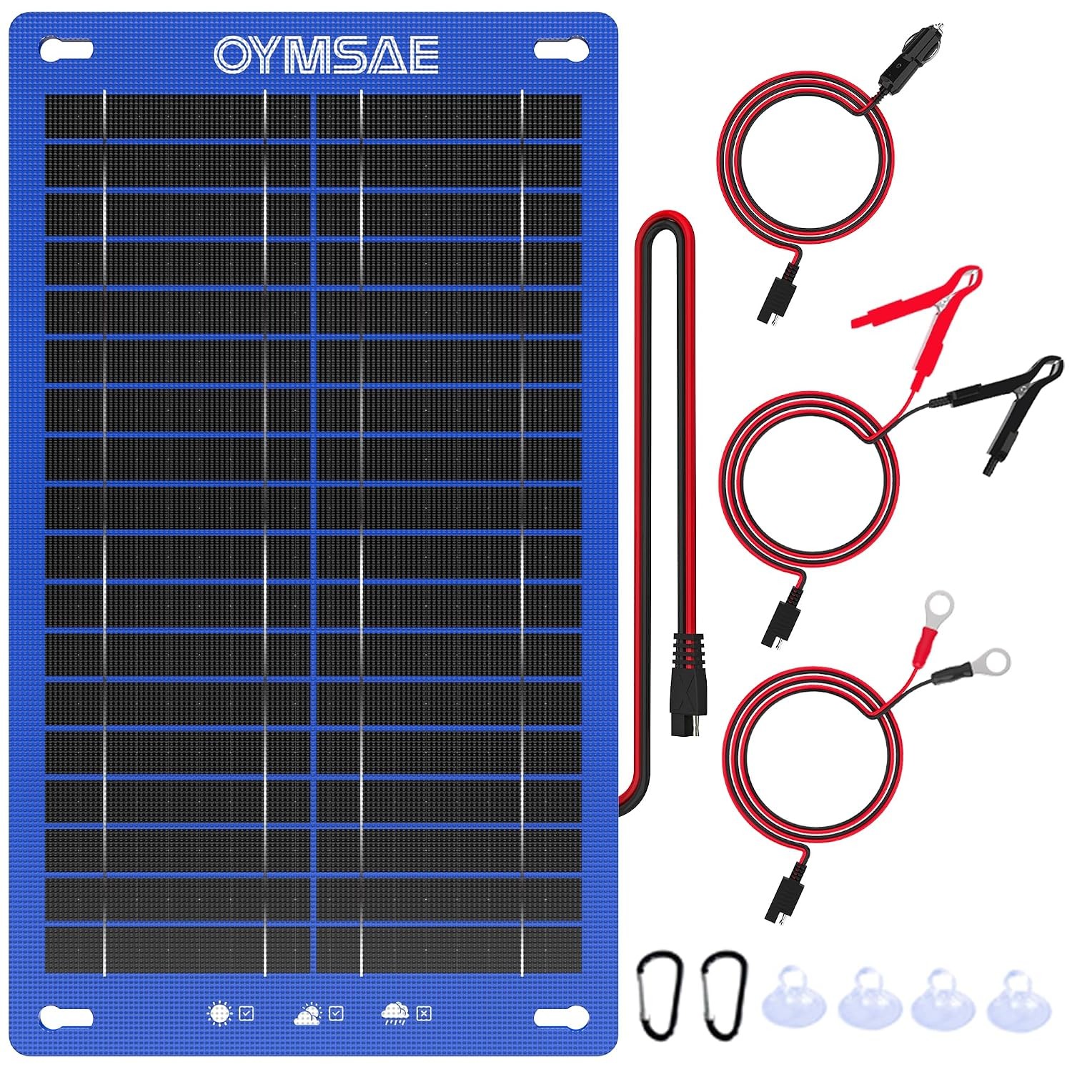 12V Solar Car Battery Charger 12W Portable Trickle Charger Main & Solar Power