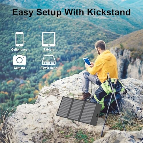 Portable Solar Panel Charger with USB-C, USB-A and DC Outputs 18V Foldable 45W
