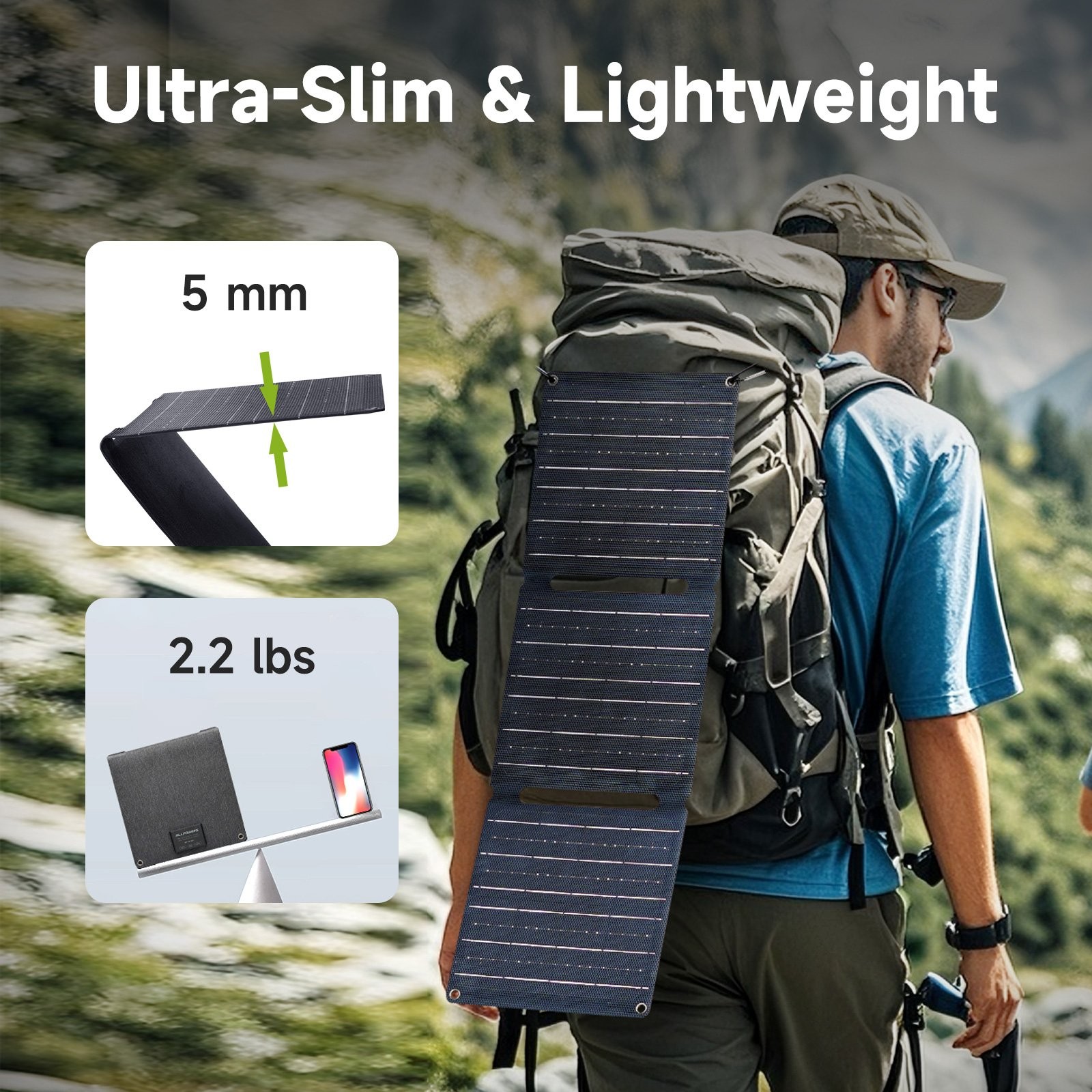5V 21W Foldable Solar Panel Charger USB-C and USB-A Outputs for Phones Hiking