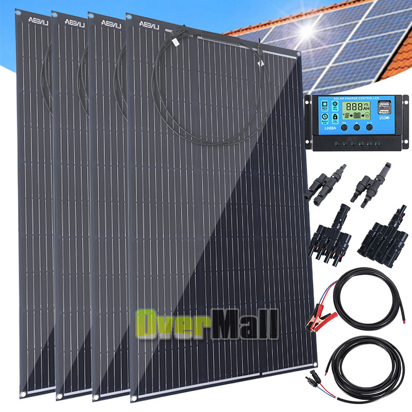 400W Watt 18V Monocrystalline Solar Panel Controller Kit 10BB Cell For Home RV