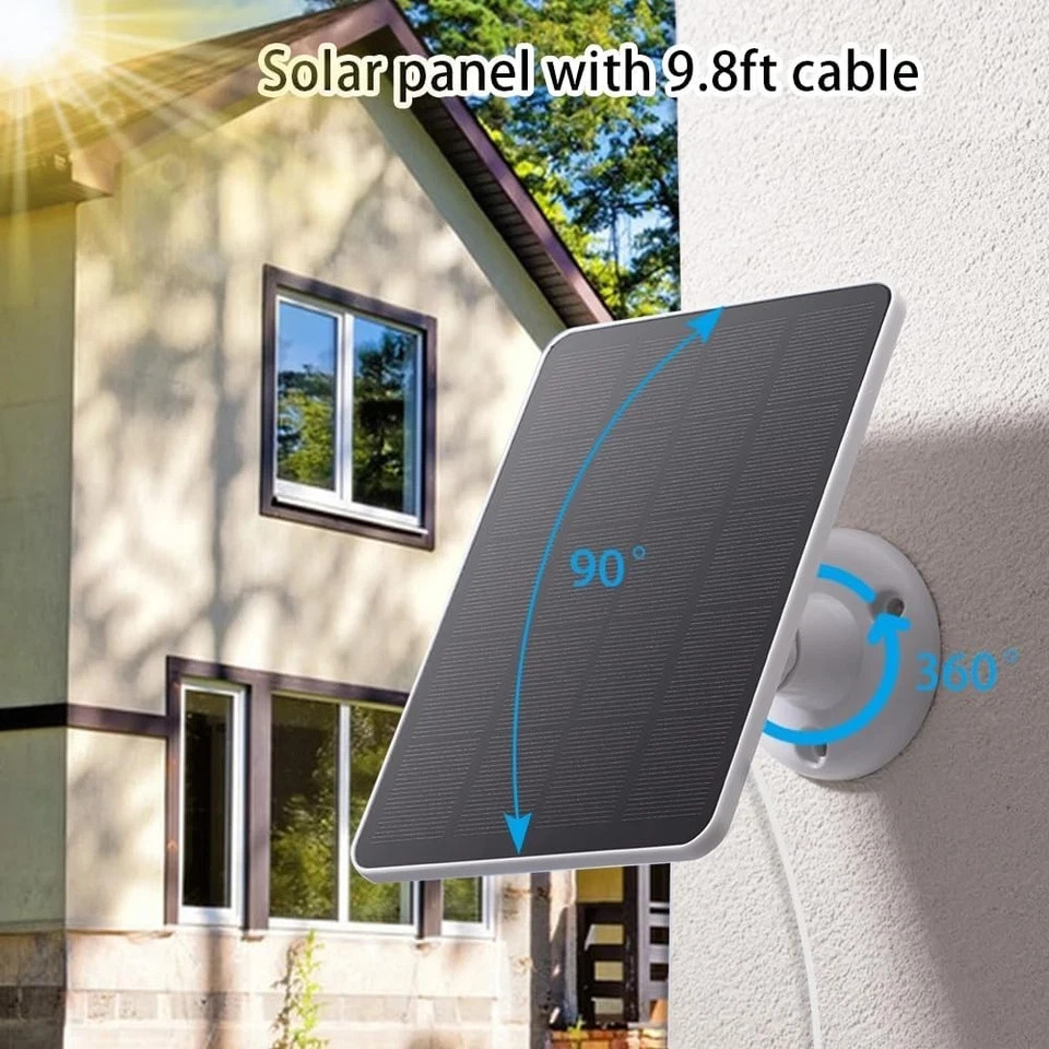 2-Pack 4W Solar Panel for WYZE Battery Cam Pro, 10ft Cable, Indoor/Outdoor