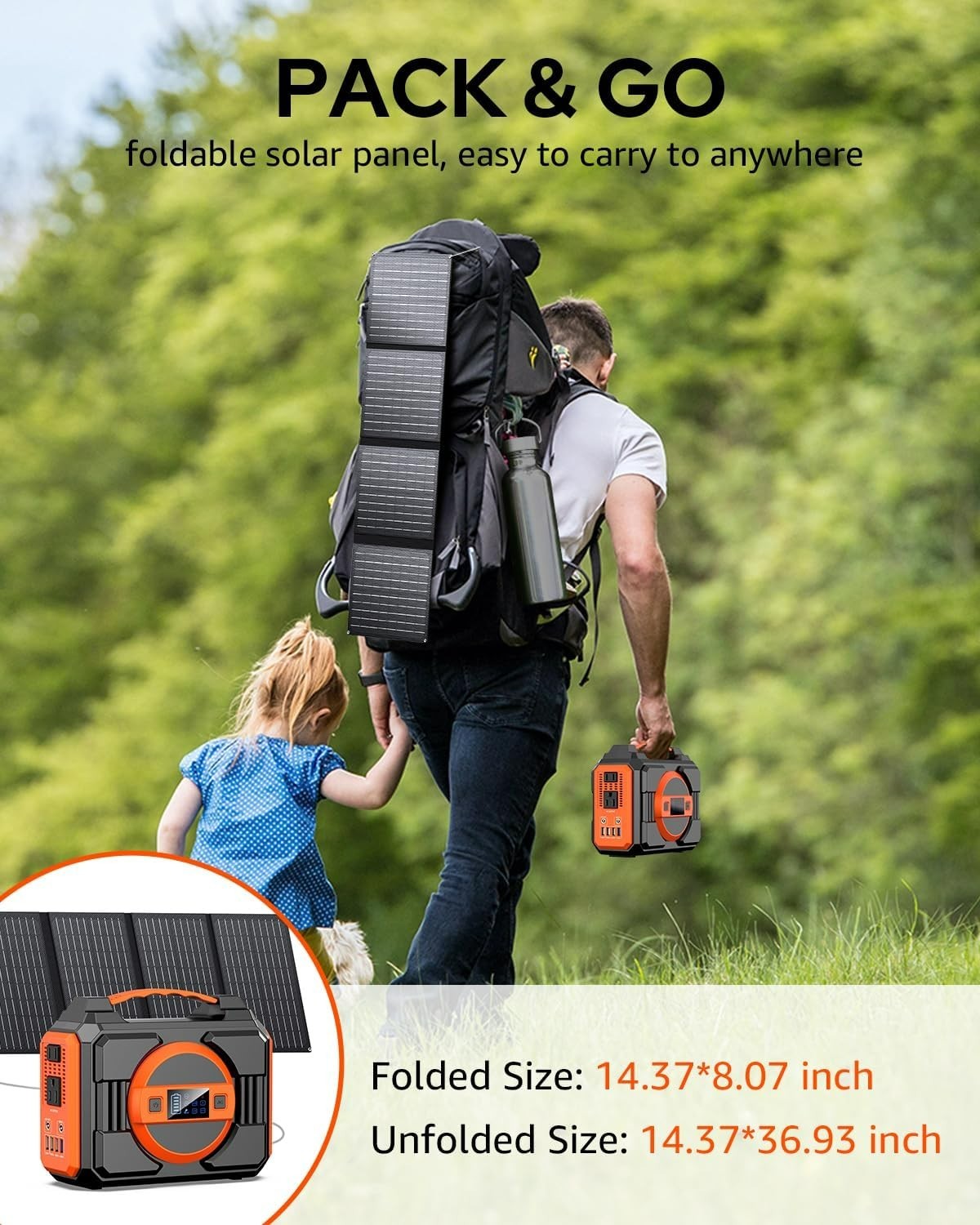 Solar Powered Generator 300W Rated, Portable Solar Generator Power Station with