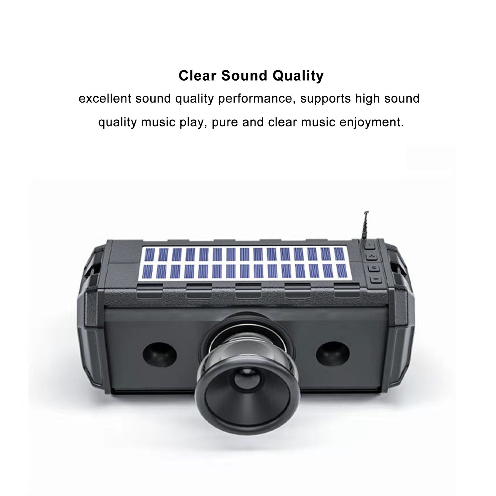 Solar Bluetooth Speaker Solar Panel Waterproof 1200mAh Bright Flashlight Ra GTYX