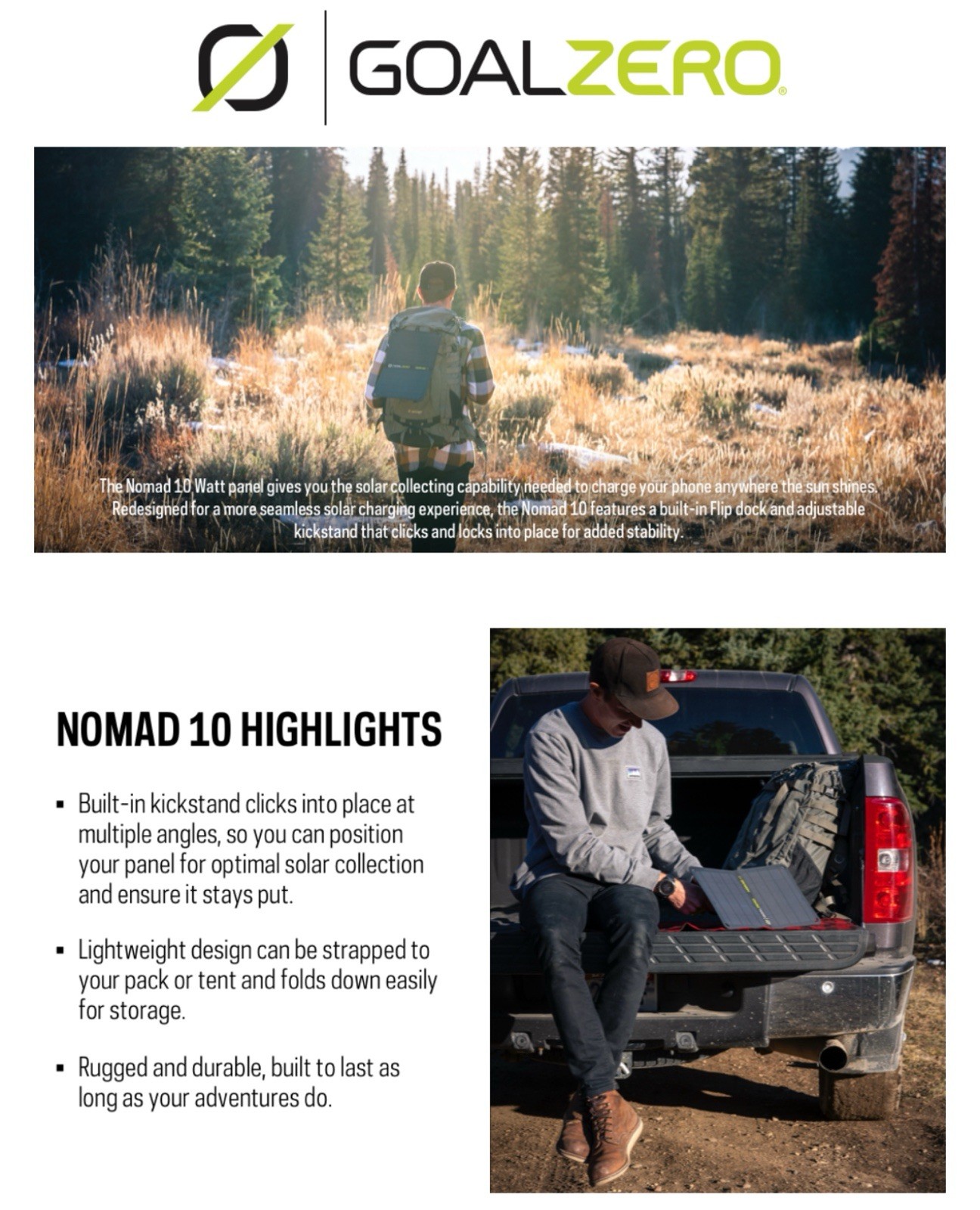 Goal Zero Nomad 10, Foldable Monocrystalline 10 Watt Solar Panel with USB Port