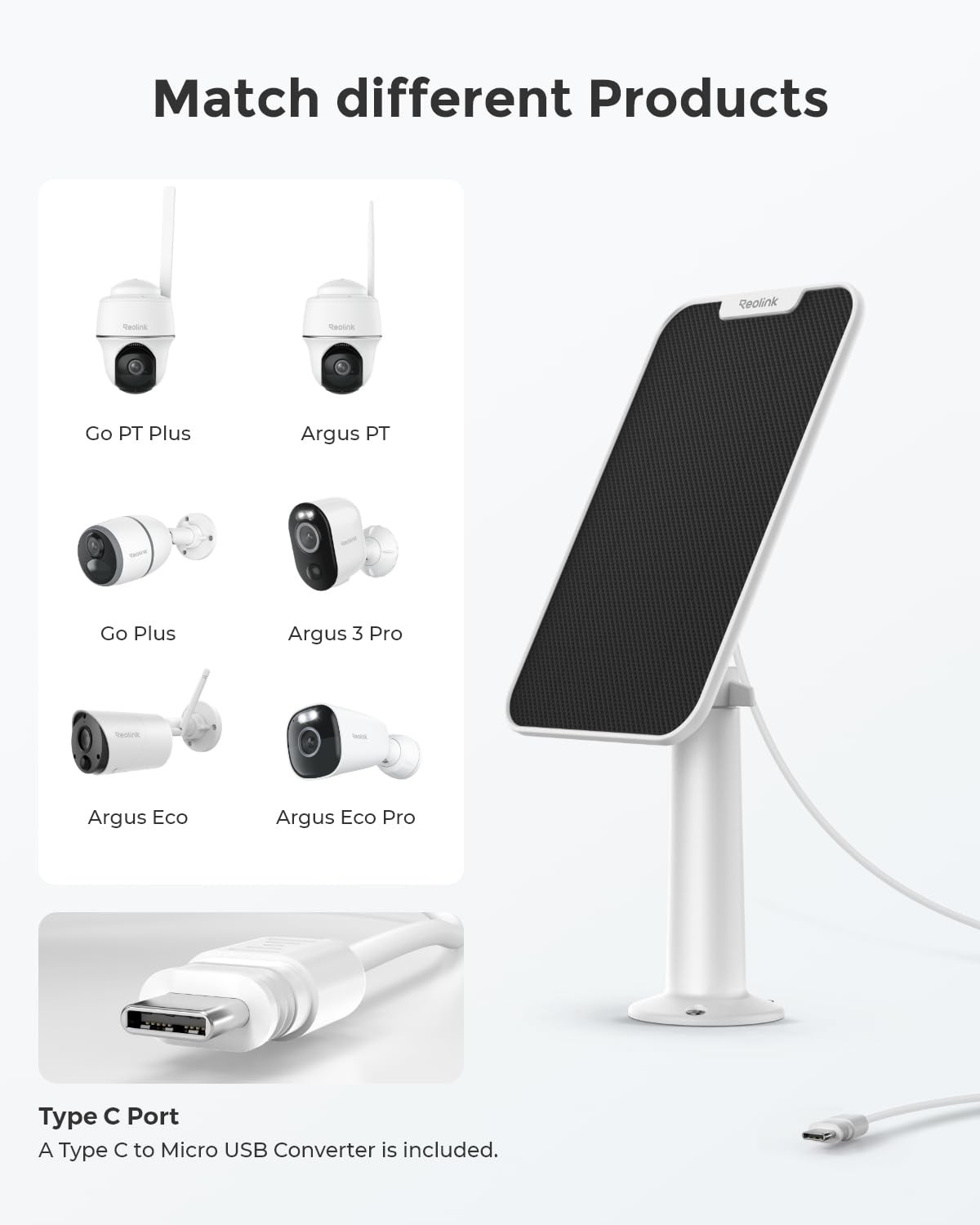 REOLINK 3W Solar Panel Power Designed for Wireless 1 Count (Pack of 1), White