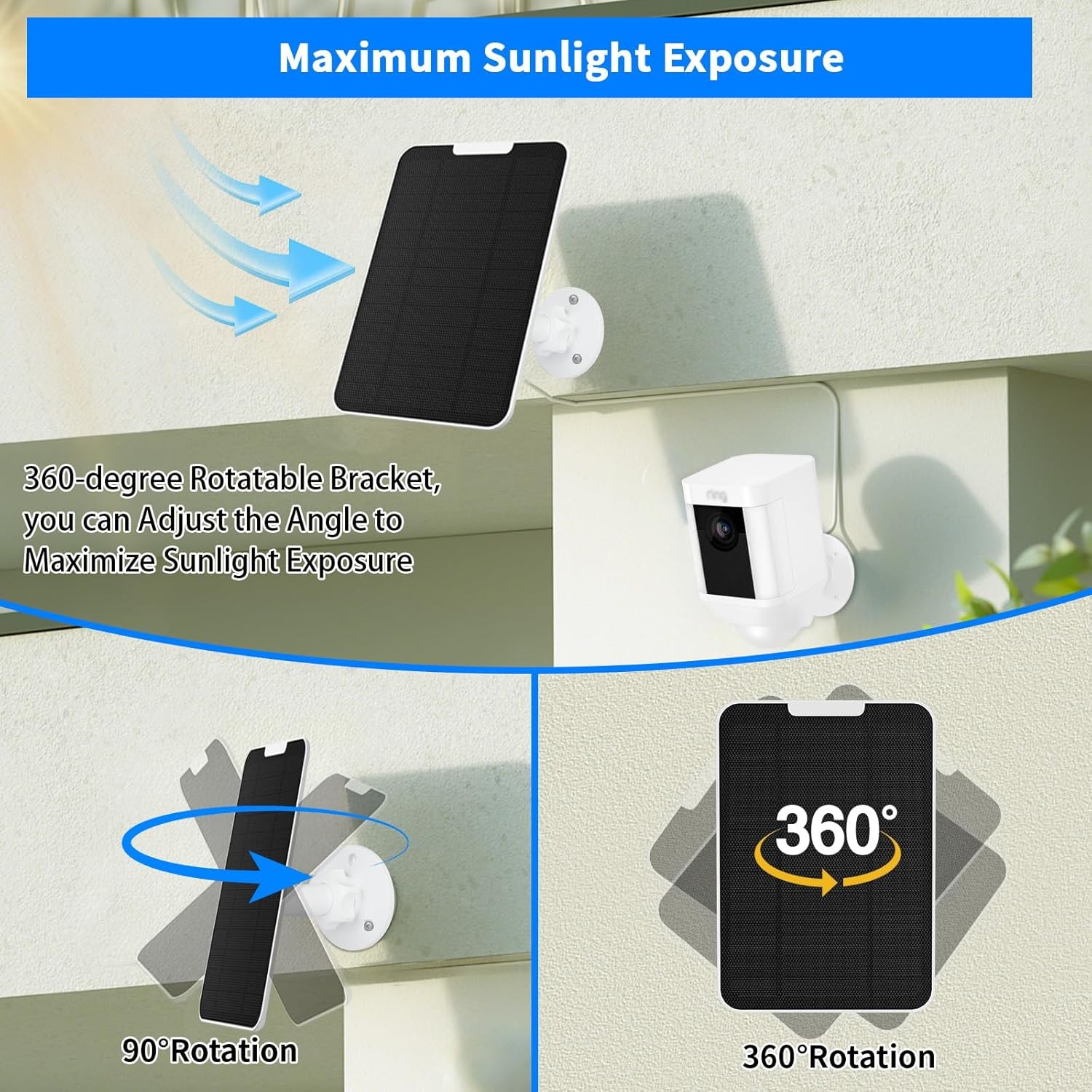 Solar Panel for Google Nest Camera Outdoor Battery Version,4W IP66 Waterproof So