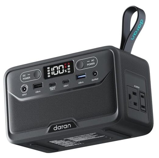 2026 Portable Power Station 89.6Wh LiFePO4 Battery, Solar Power Bank Black