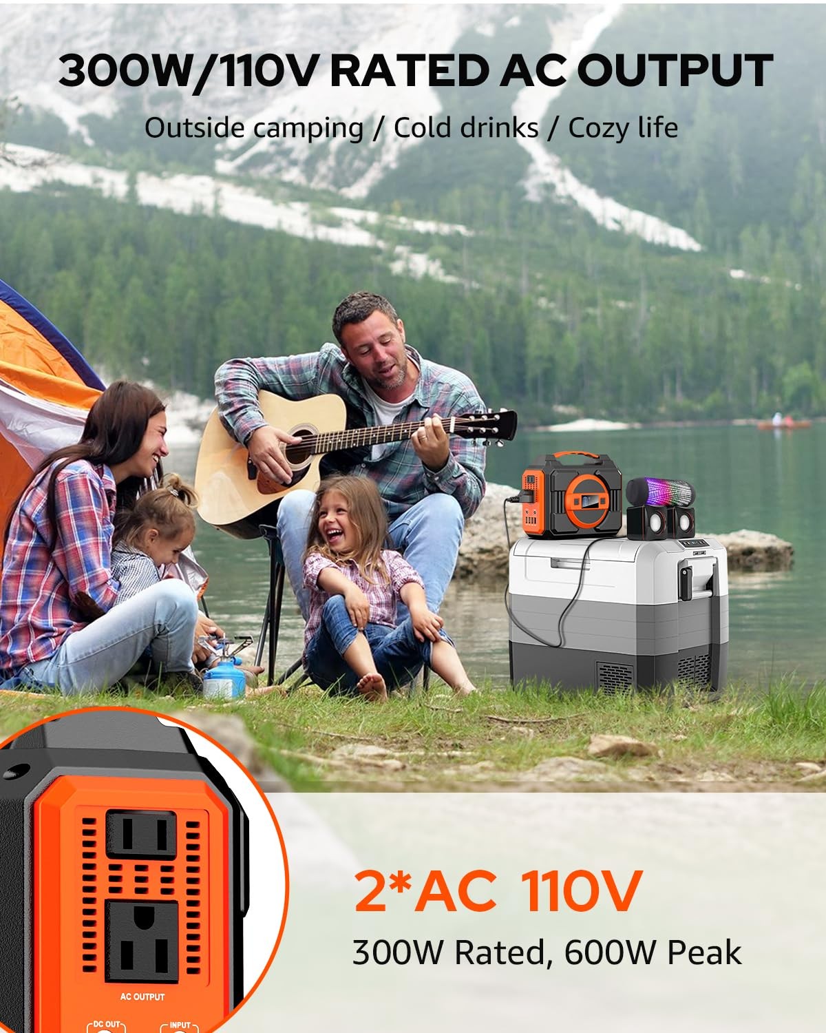 Portable Power Station 300W, Outdoor Solar Generator Backup Battery Pack 220W…