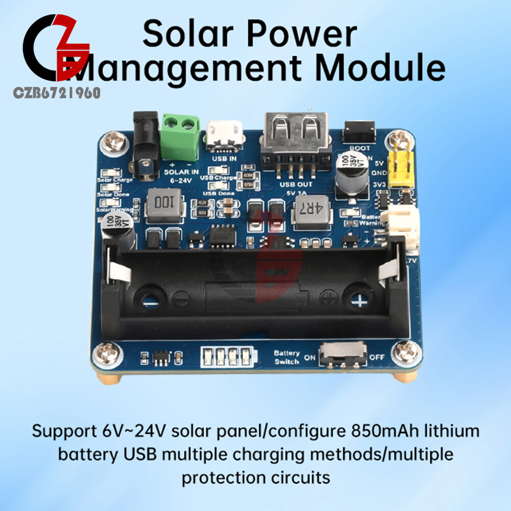 Power Manager Module for 6V~24V Solar Panel Support MPPT USB Battery Charging
