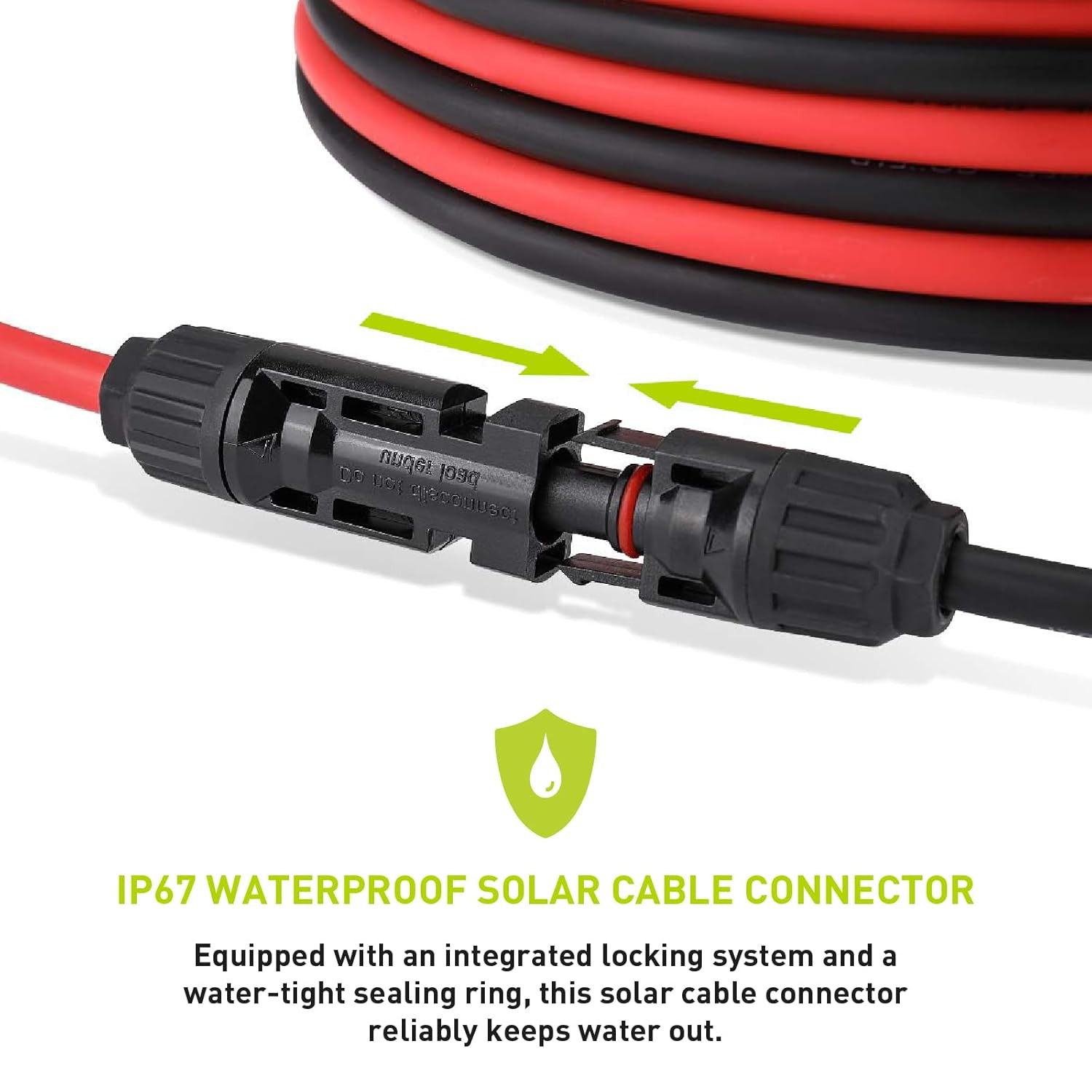 20FT 10AWG Solar Panel Extension Cable 30A/1000V DC, Compatible Quick Connectors