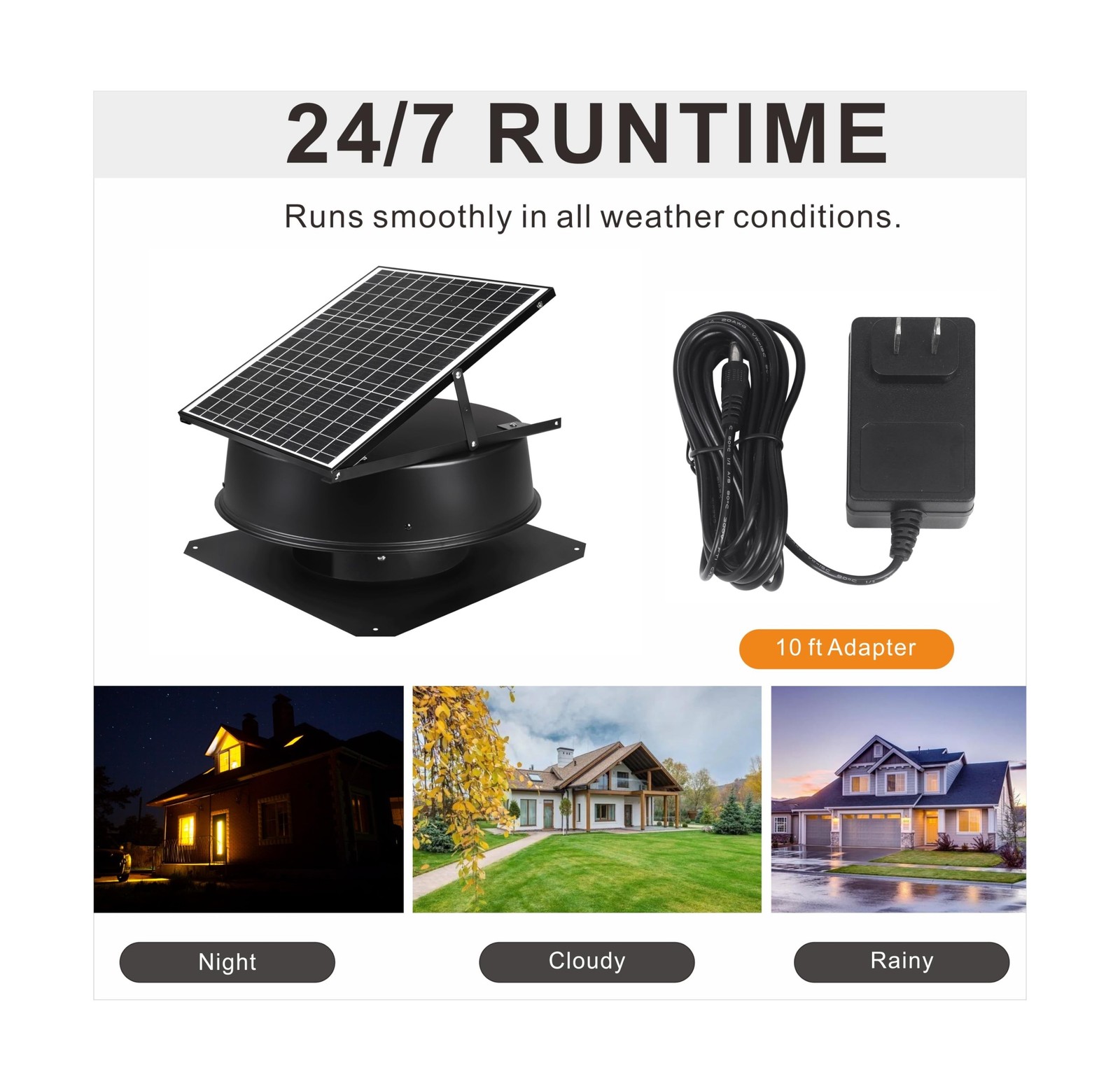Solar Attic Fan, 40 W, 1600 CFM Large Air Flow Solar Roof Vent Fan, Low Noise…