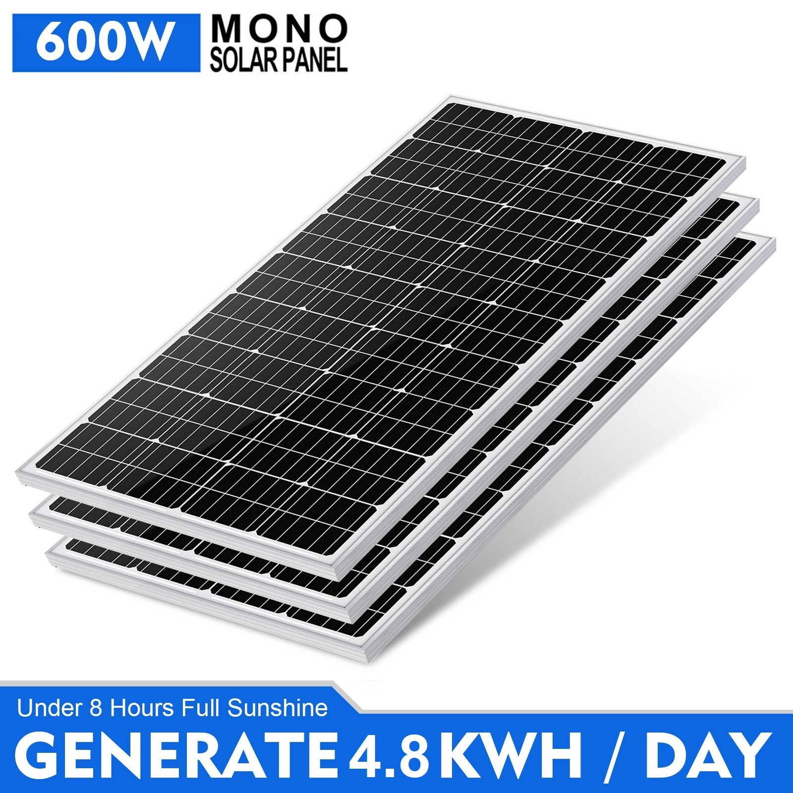 3 x 200W 12V Monocrystalline Solar Panel 600 Watts Solar Module for RV Camping