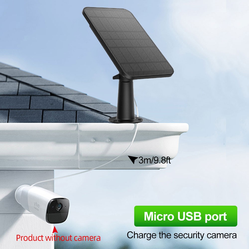 4W Solar Panels for Eufy Eufycam Cam E/2C/2/2 Pro Wall Mount 9.8ft Power Cable