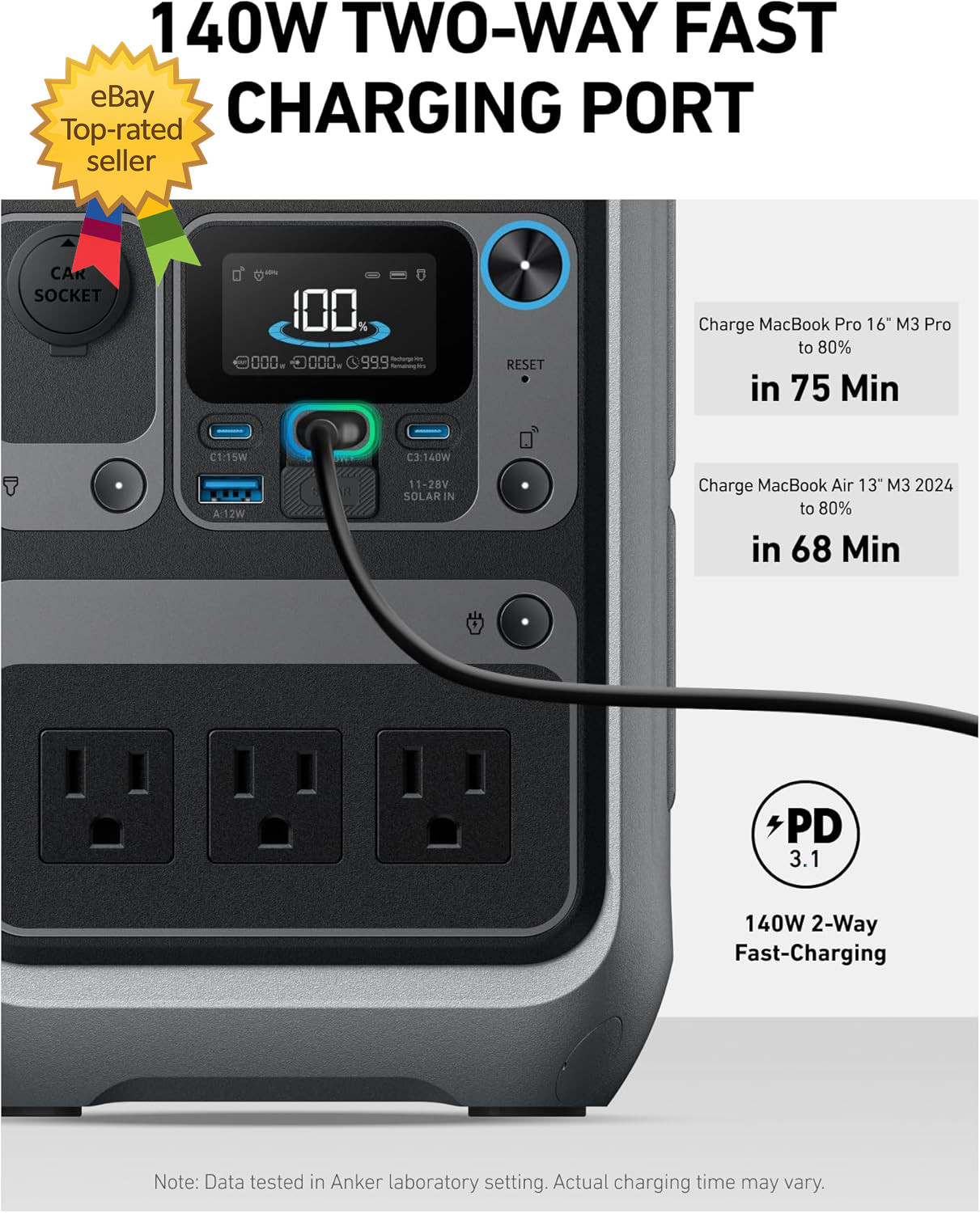Portable Power Station SOLIX C300, 288Wh Lifepo4 Battery 300W 600W Surge