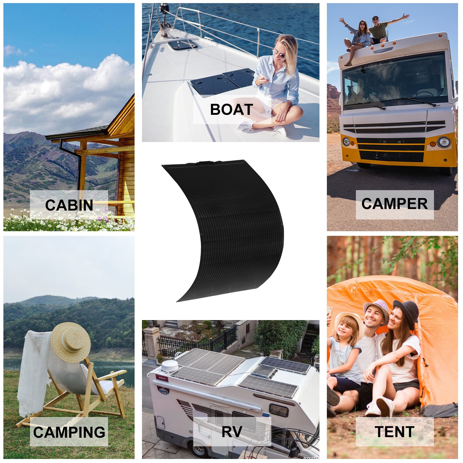 150W Flexible Mono Solar Panel Bendable Off-Grid RV/Camper/Boat/Balcony Van IP68