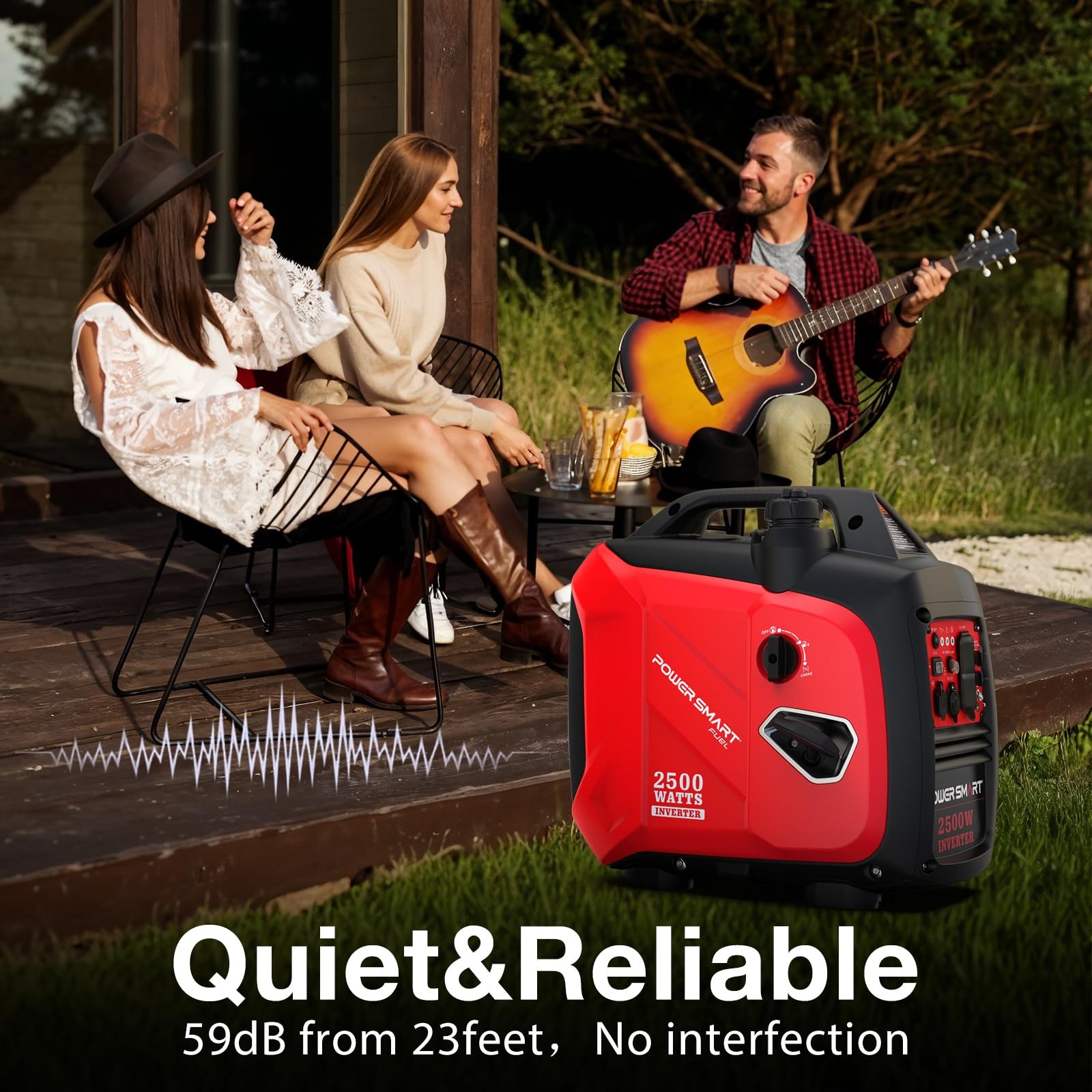 2500 Watt Portable Inverter Generator, 79.8cc Gas Powered Engine with 5.5H Lo…