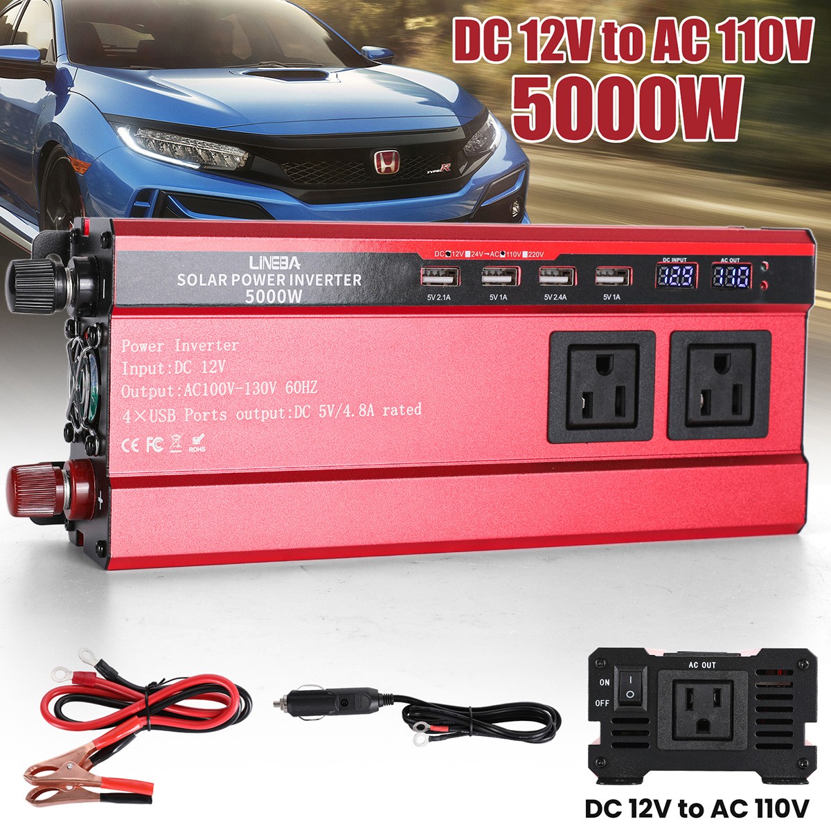 5000W Complete Solar Power Generator 400W Solar Panel Kit Home 110V Grid System