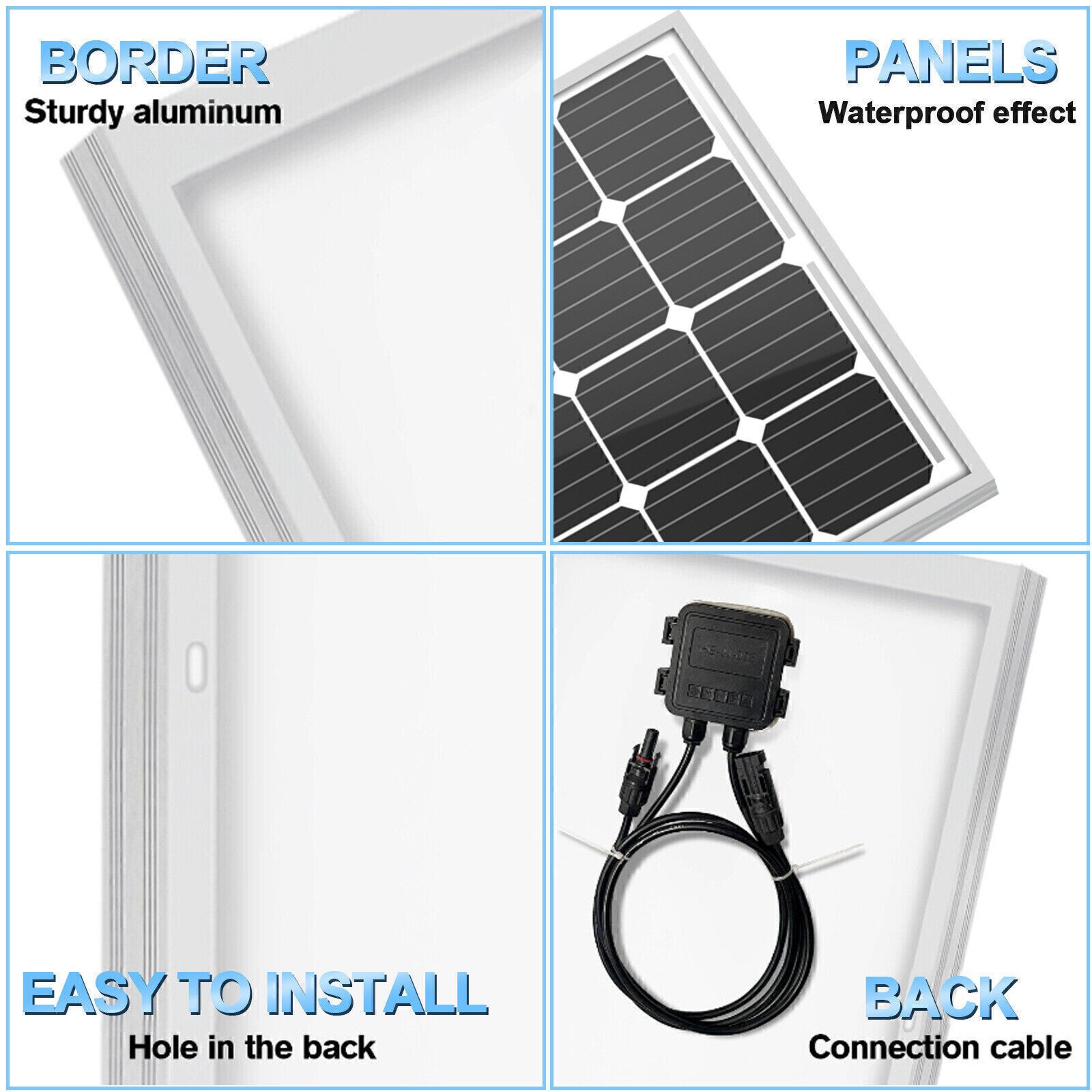 200W Watt Mono Solar Panel 12V charge Off-Grid Battery Power for RV Home Boat