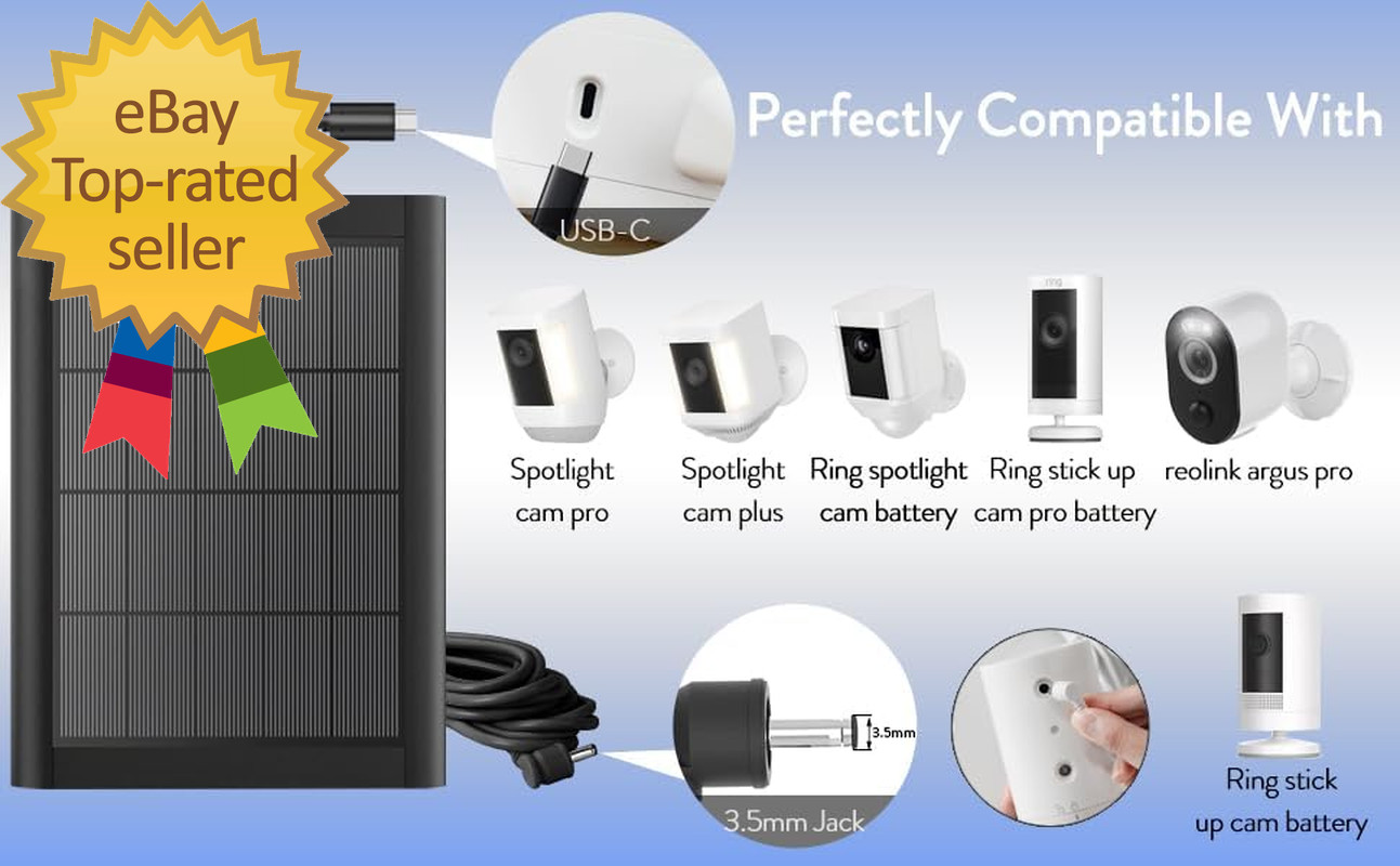 Ring Solar Panel(2Nd Generation) 5W Ring Solar Panel Charger with Mount
