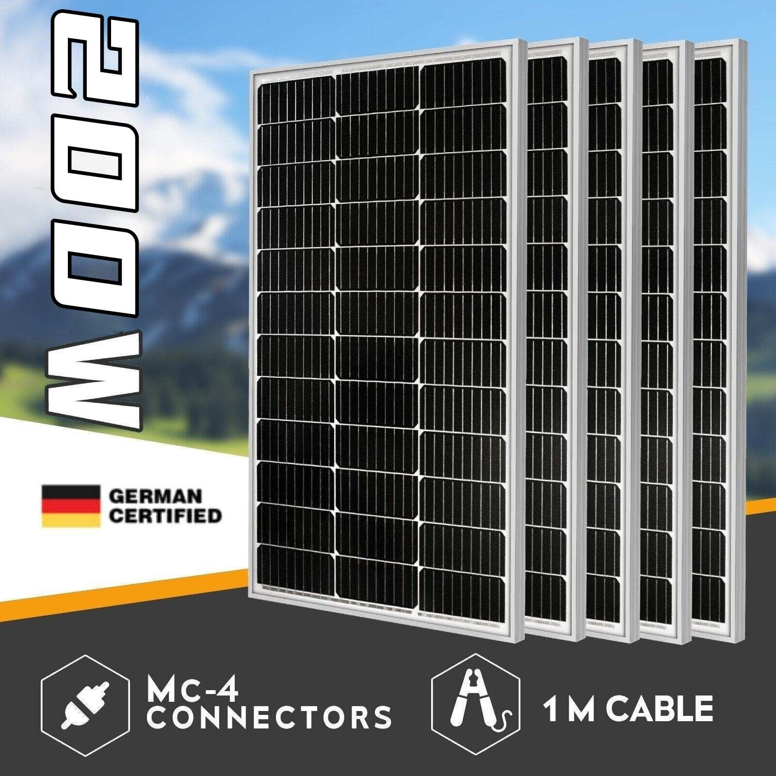 5PCS 200W 12V Mono Solar Panel Kit Charging Off-Grid battery power RV Home boat