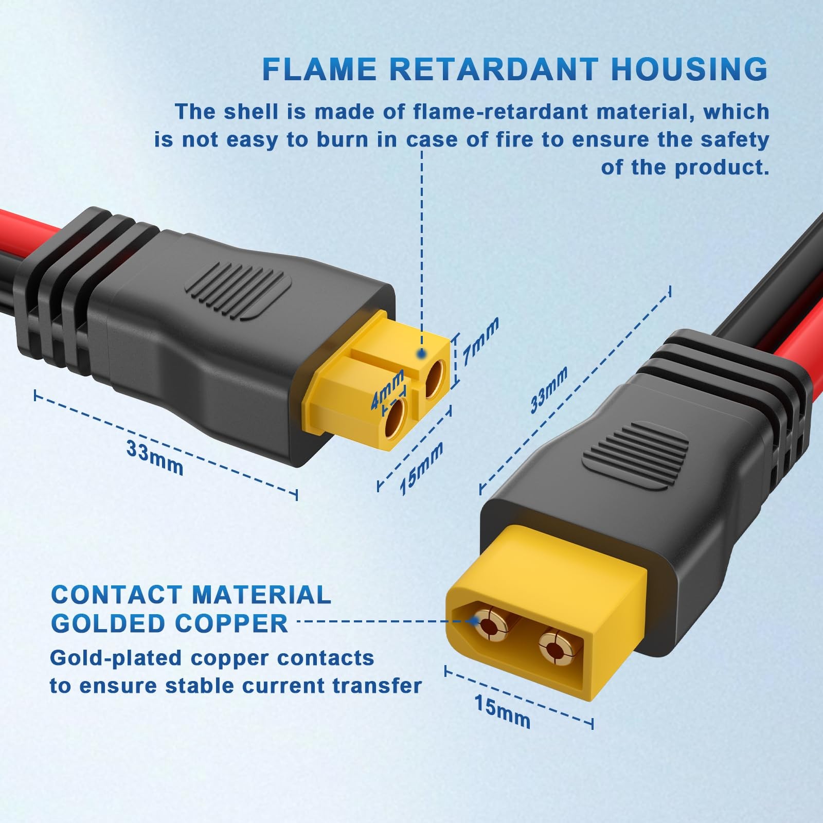 Extension Cable XT60 Female to Male Connector 12AWG: 5FT XT60 Male-XT60 Female