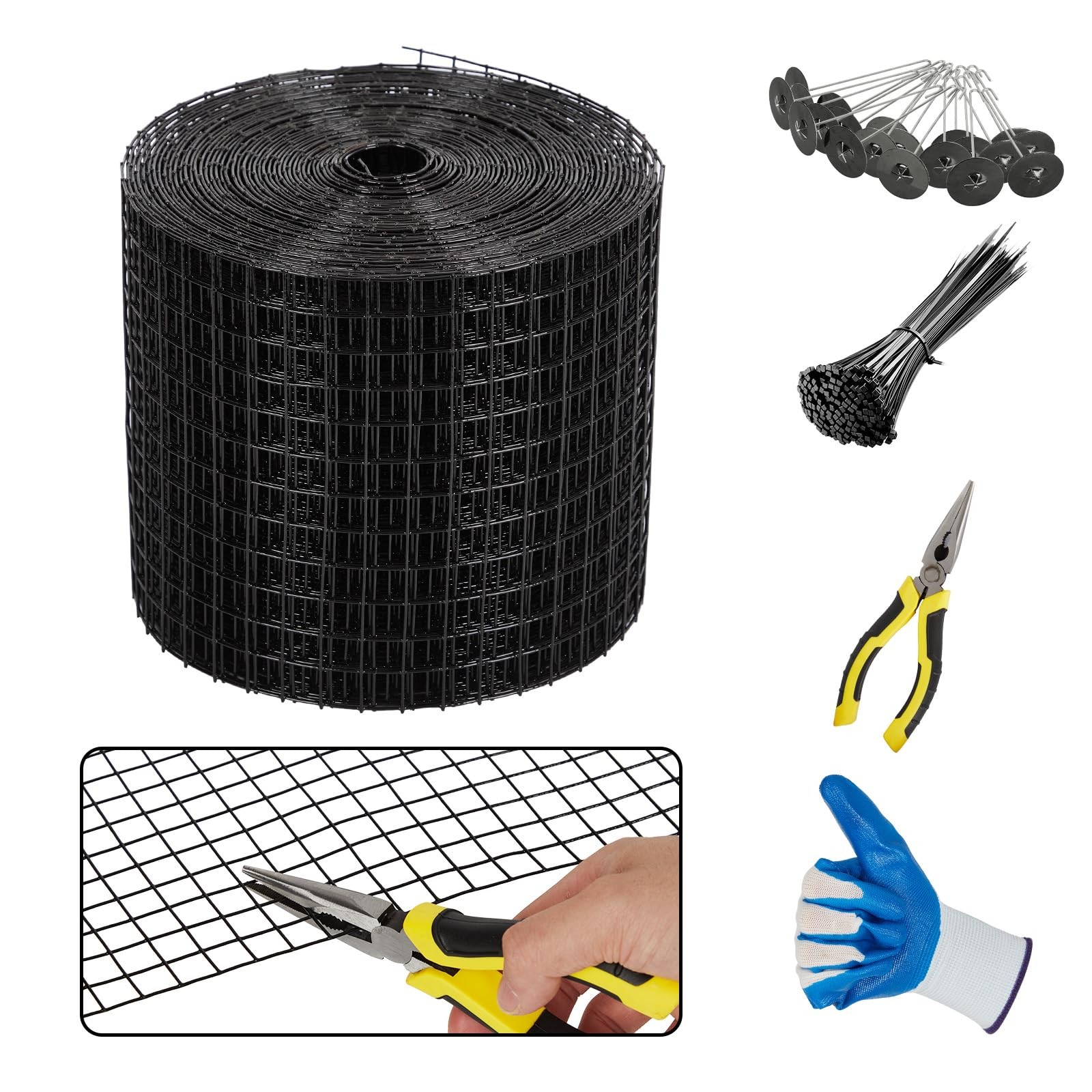 6in x 50/100/120 ft Solar Panel Bird Guard Critter Mesh Roll Kit 100pcs Fastener