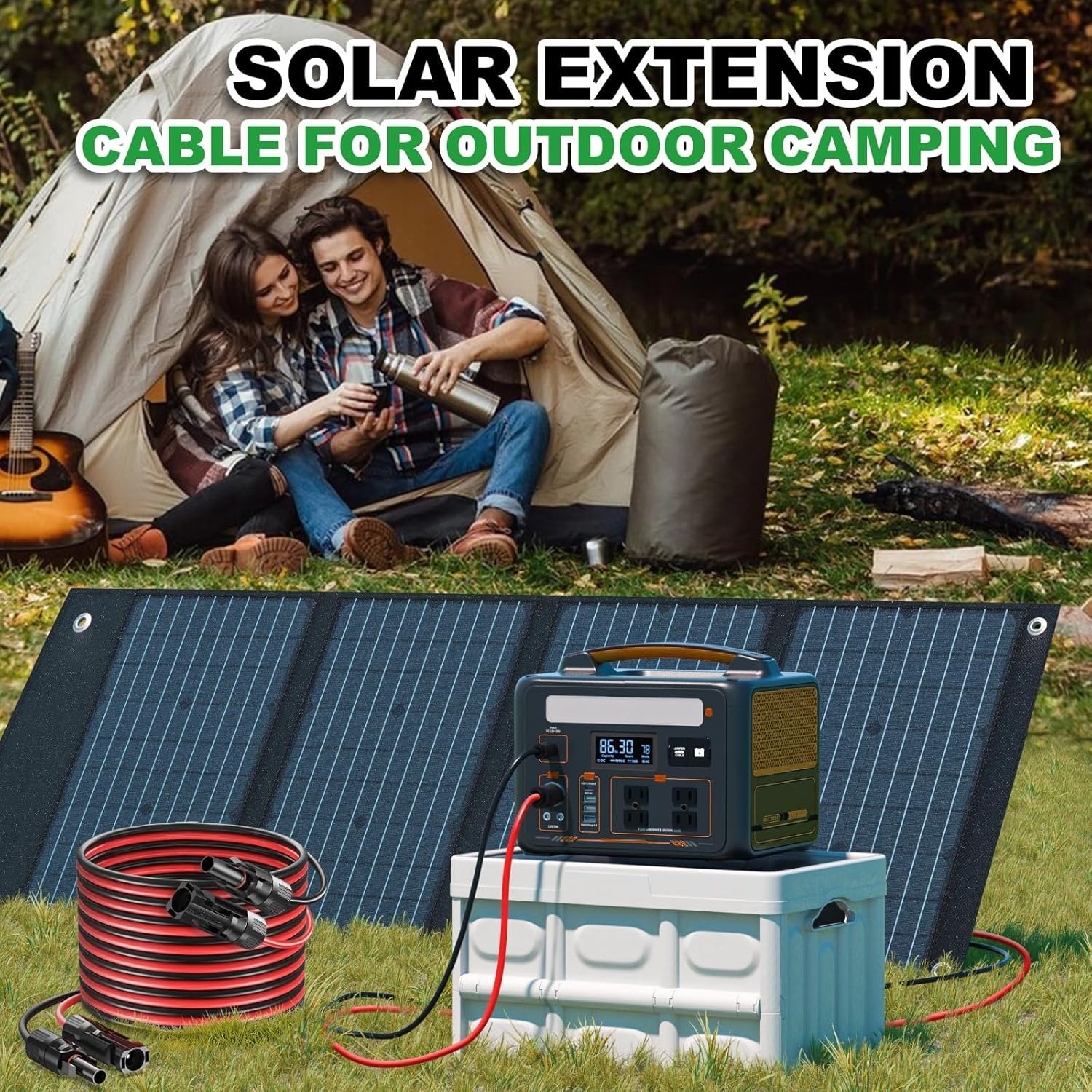 Solar Extension Cable 50Ft, Solar Wire 10AWG, 10 Gauge Tinned Copper PV Wire