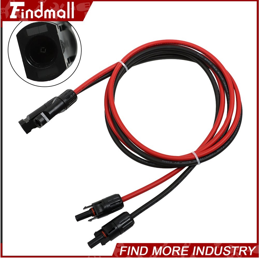 Findmall 1 Pair 5ft 10AWG Black + Red Solar Panel Extension Cable Wire Connector