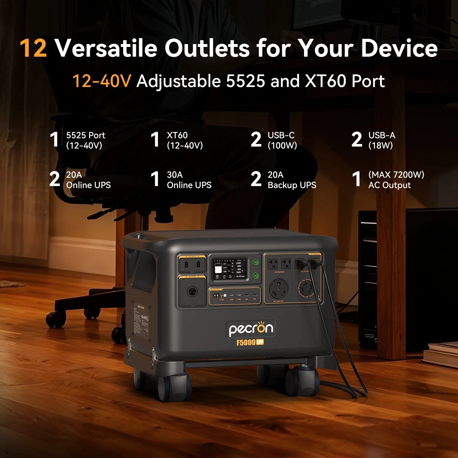 5120Wh LiFePO4 Portable Power Station 5000W Pure Sine Wave Expandable Battery