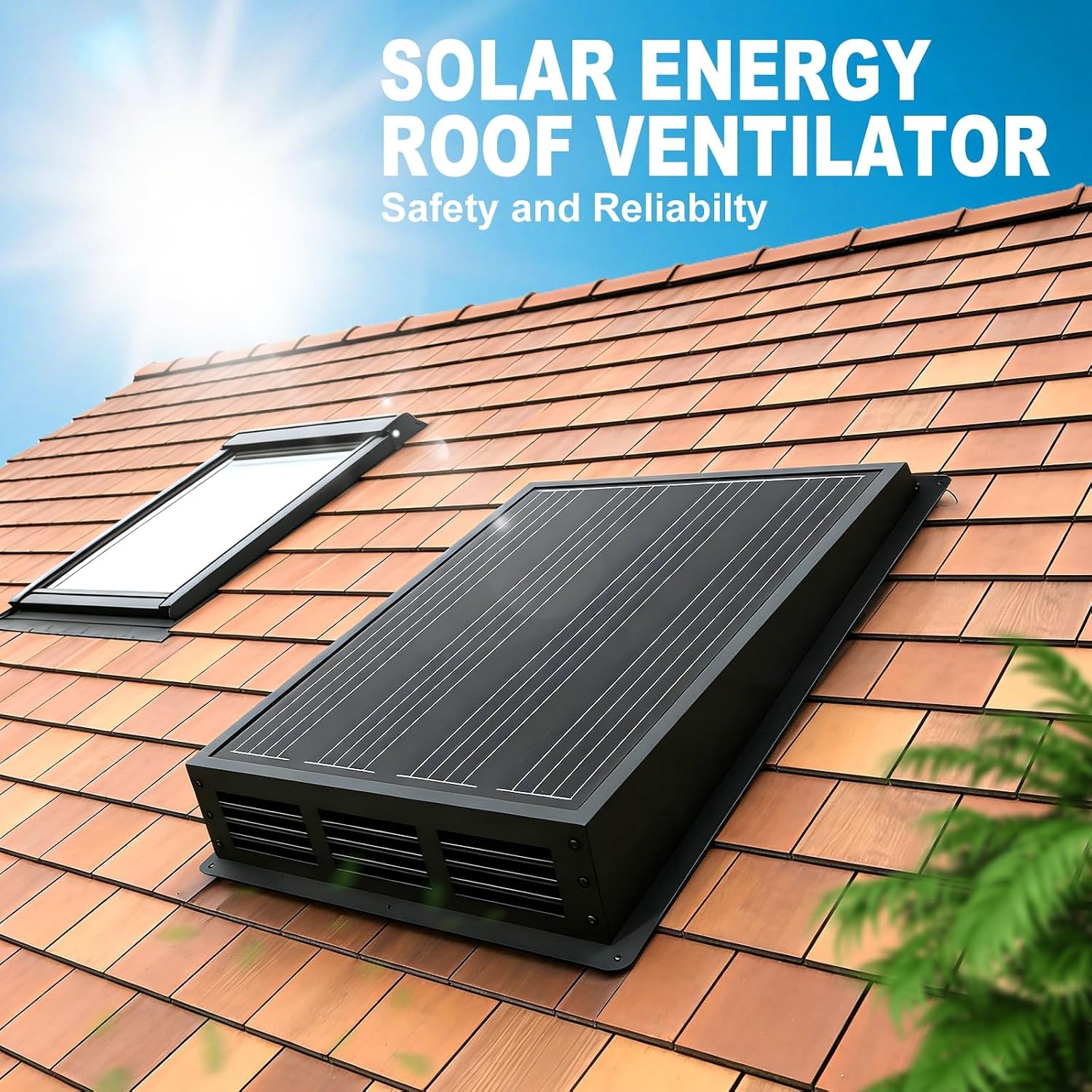 25W Solar Exhaust Fan 2500 RPM High-Speed Exhaust Fan W/ 12V Monocrystalline