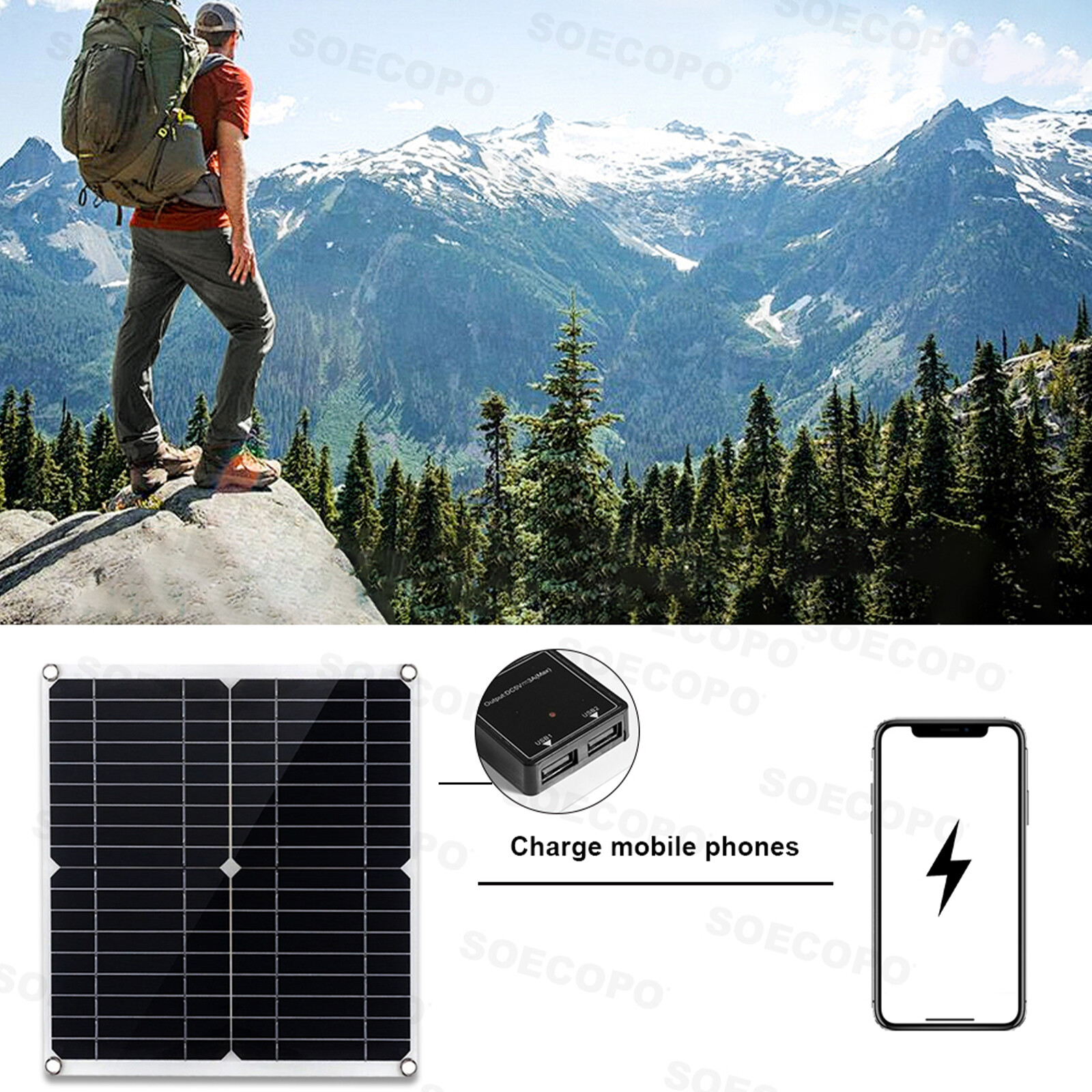10000W Power Inverter Solar Generator With 300W Solar Panel Home Complete Set