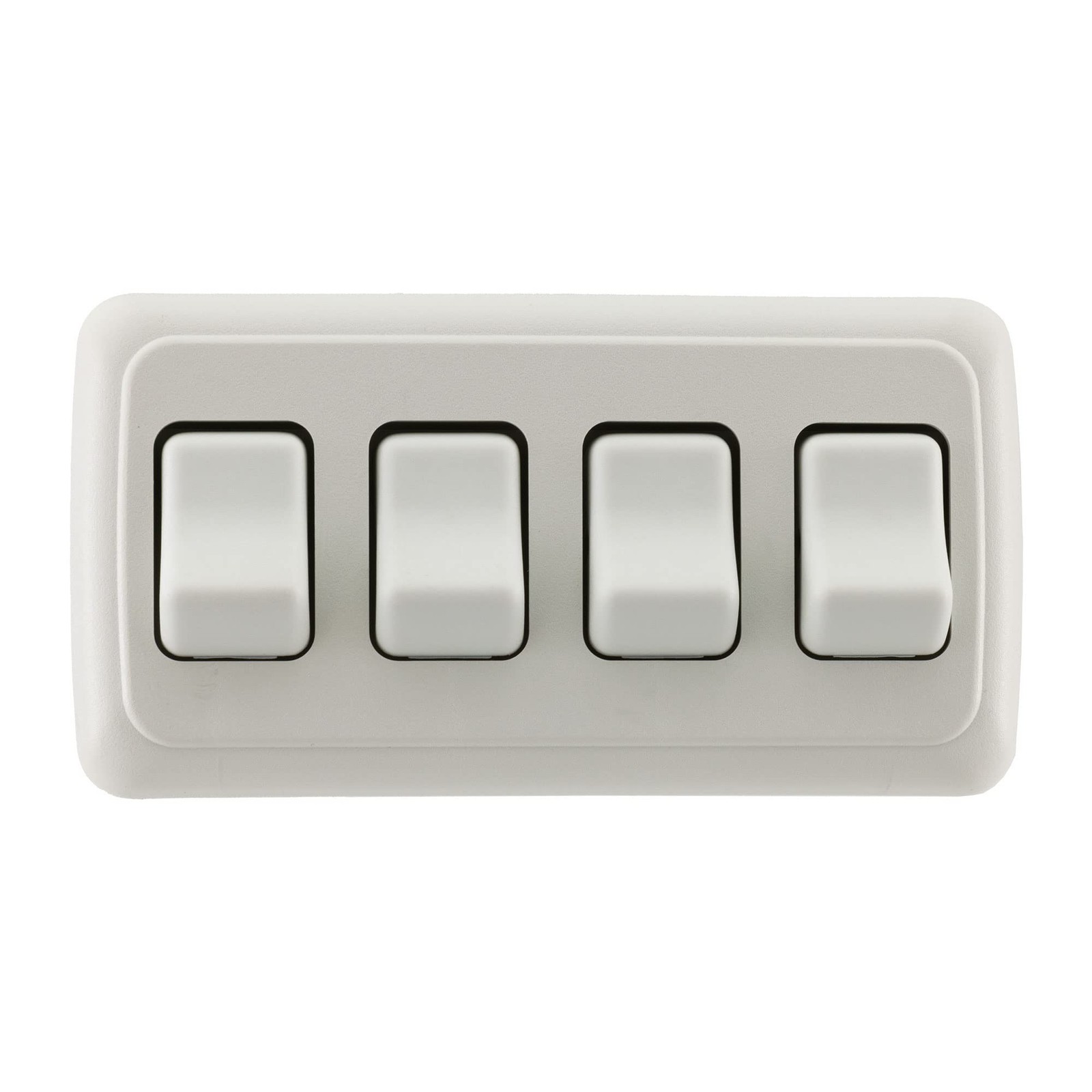 Quad SPST On-Off Switch with Bezel, 12-Volt, for RV, Trailer, Camper (White)