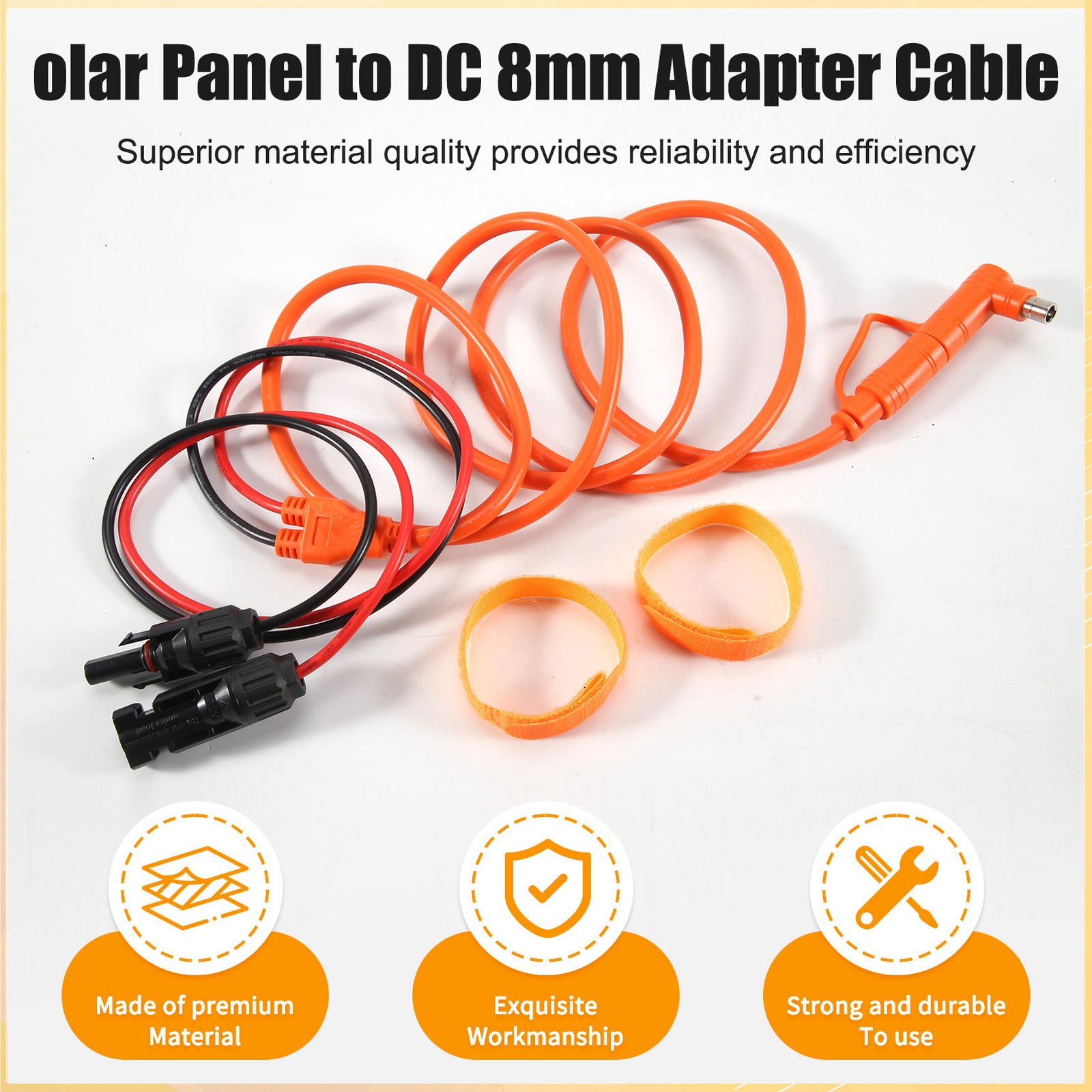 Solar Panel to DC 8mm Adapter Cable 2m, Solar Connector to DC7909/8020 Male1284
