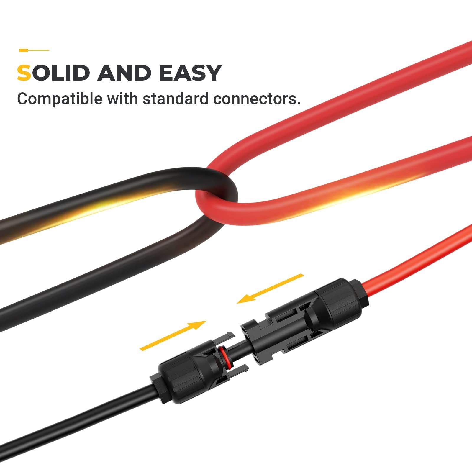 20FT 10AWG Solar Extension Cable Kit – Male & Female Connectors, Adaptor Tool