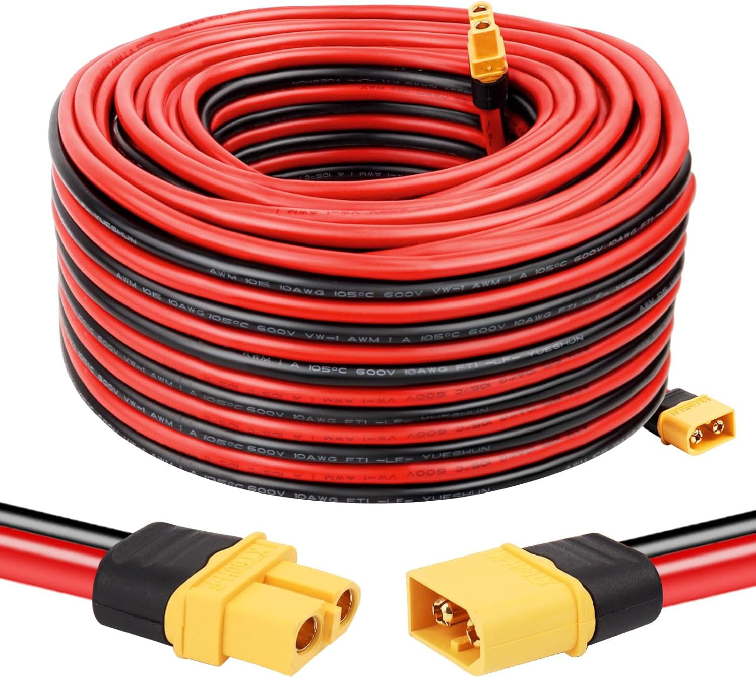 75FT XT60 Extension Cable – 10AWG with Male to Female Connector for Portable Pow
