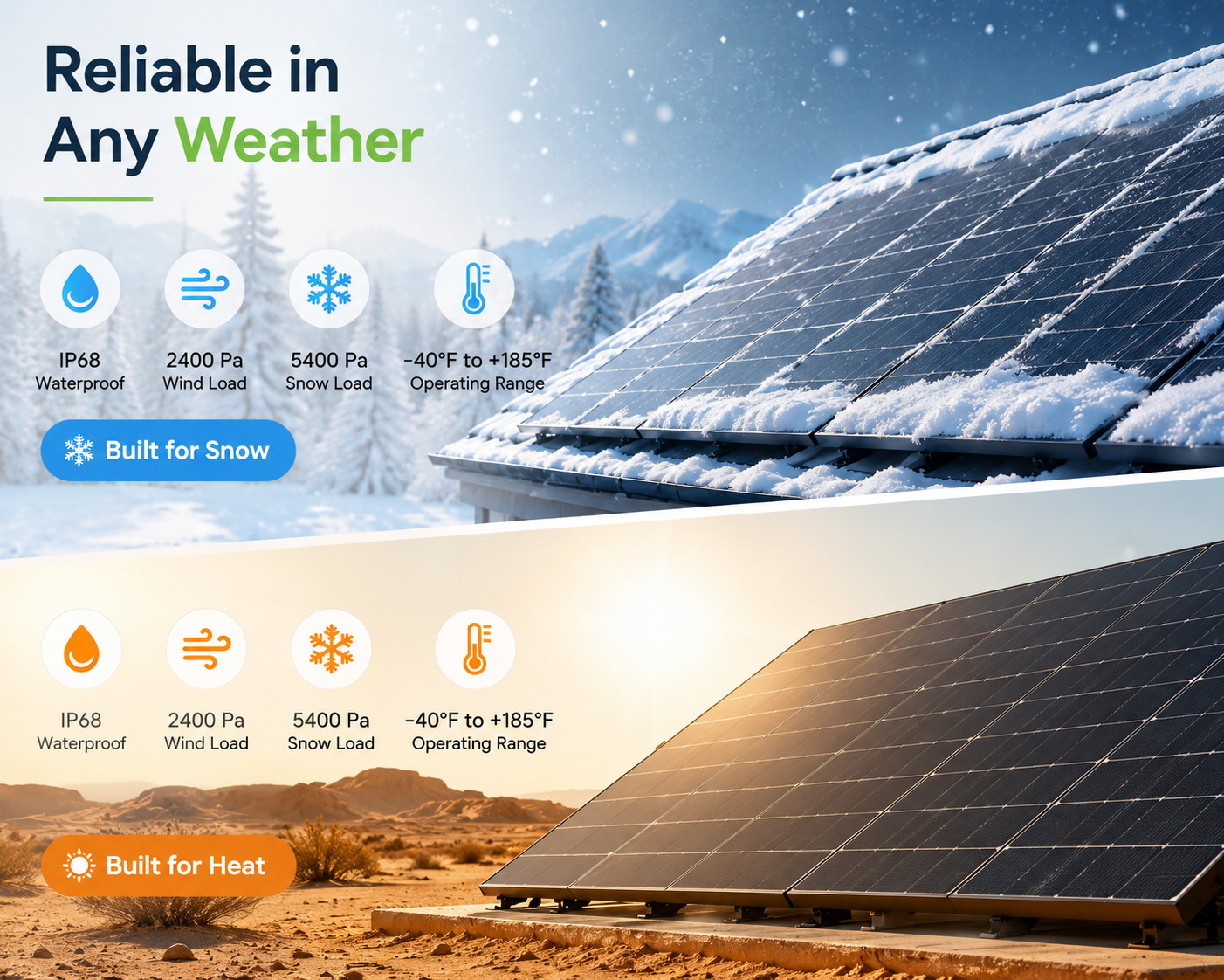 8×450=3600W Solar Panels, Bifacial N-Type Mono | 4ft MC4 Cable for Easy Install