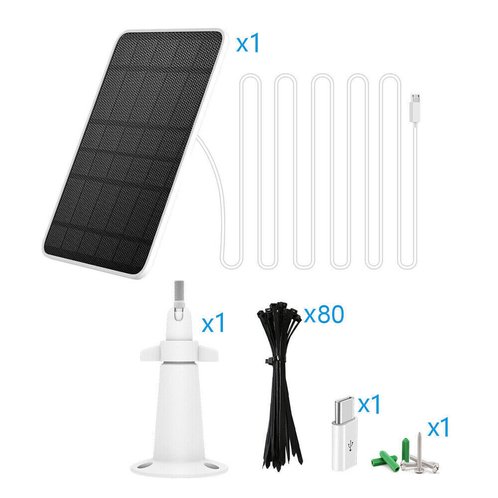 Solar Panel Charger for Eufy Eufycam Cam E/2C/E/2 Pro Wall Mount W/ Power Cable