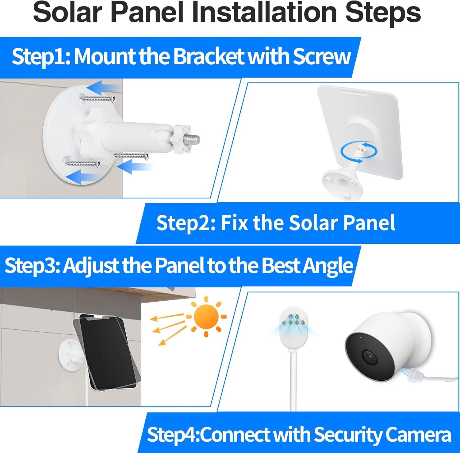Solar Panel for Google Nest Camera Outdoor Battery Version,4W IP66 Waterproof So