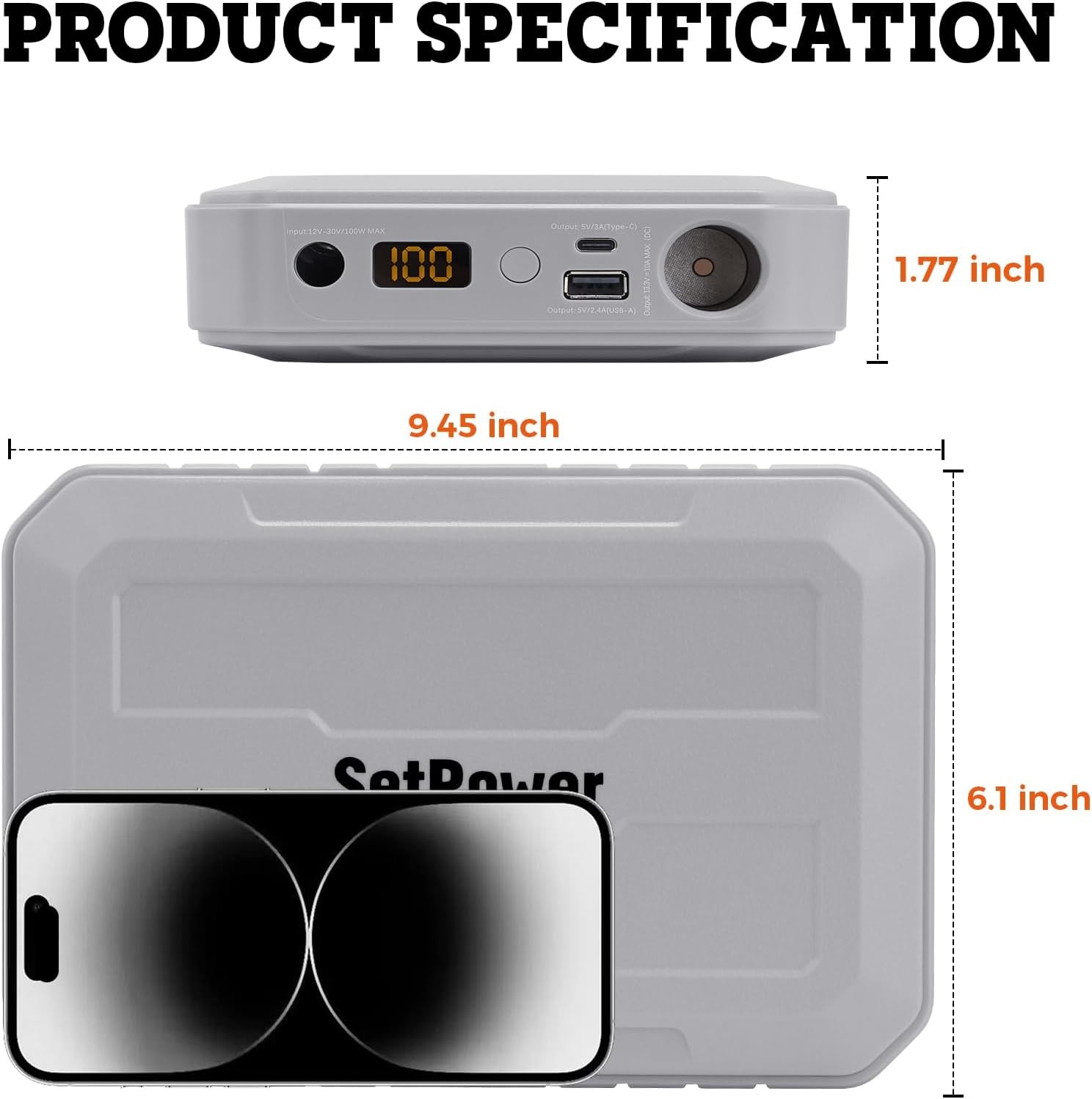 Portable Power Station 216Wh Setpower Magnetic for Refrigerator