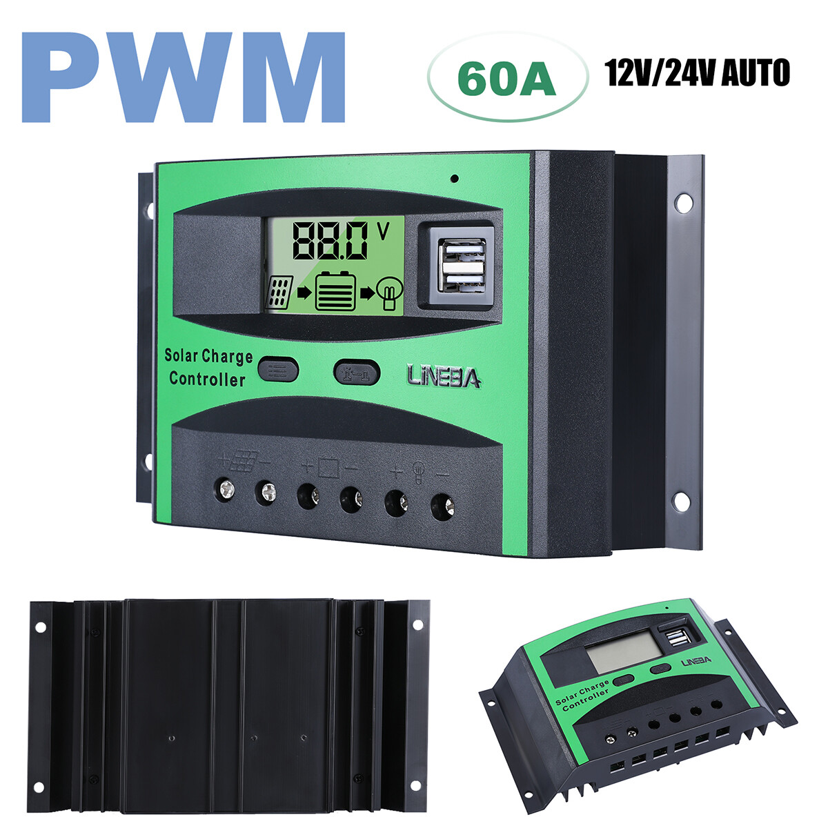 30-60A MPPT Solar Panel Regulator Charge Controller Auto Focus Tracking 12V/24V