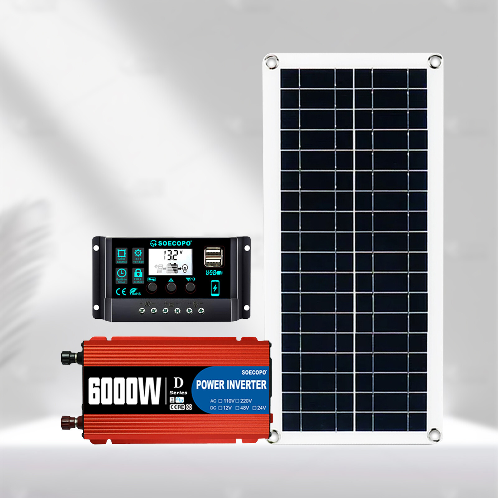 6000W 100A 110V Solar Panel Kit Complete Solar Power Generator Home Grid Syste