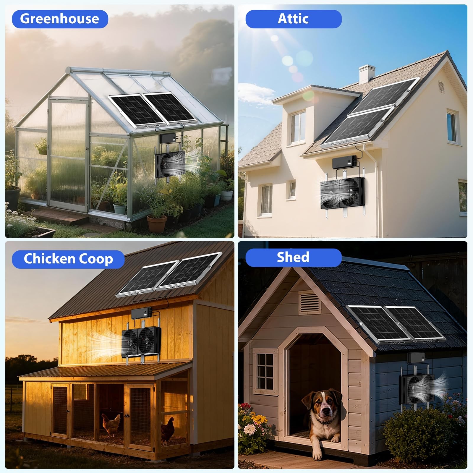 ZIZIWIN 7.5″ Solar Fan with Battery Backup, Solar Fan for Greenhouse & Chicke…