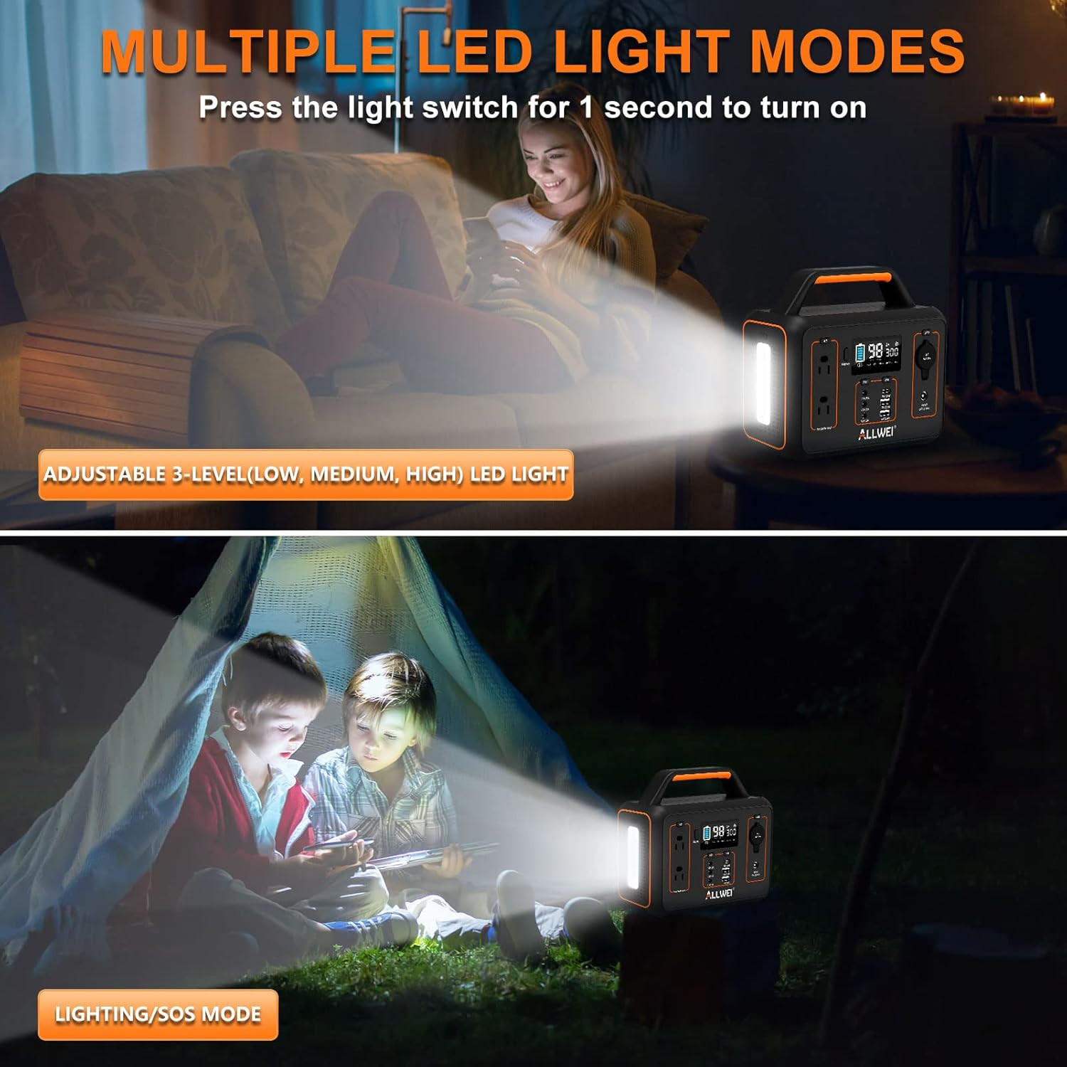 Portable Power Station 300W, 280Wh Solar Generator with 110V Pure Sine Wave AC O