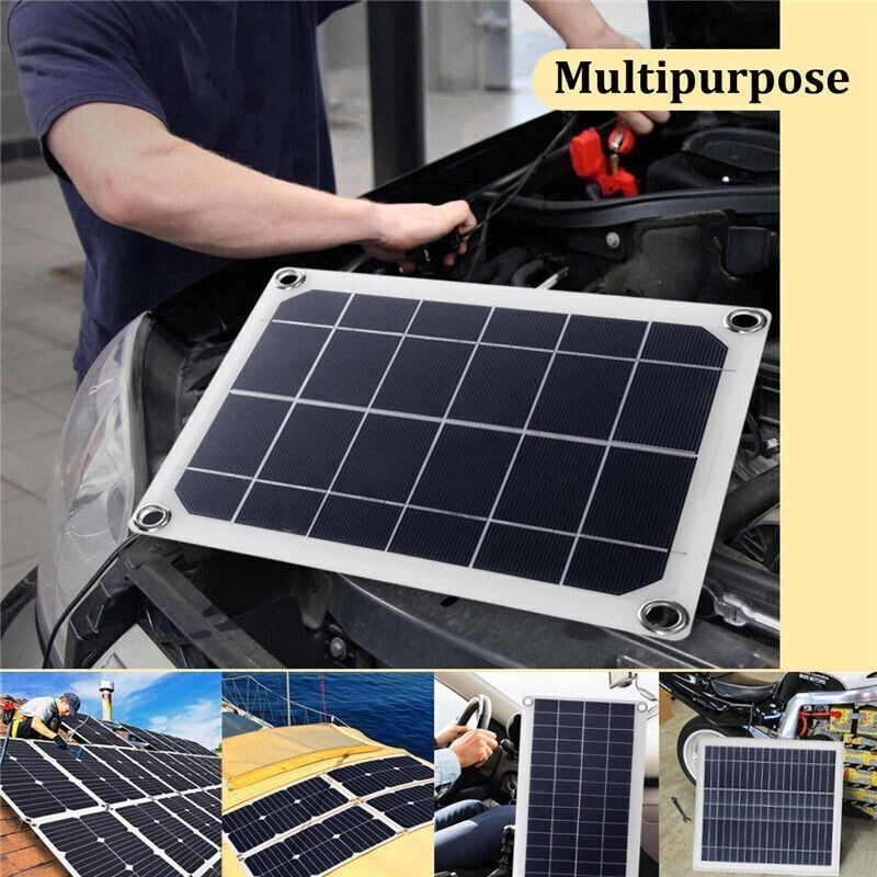 Solar Panel Dual USB+10A Solar Charger+Alligator Clip Wire+DC Line 10/15/20/25W