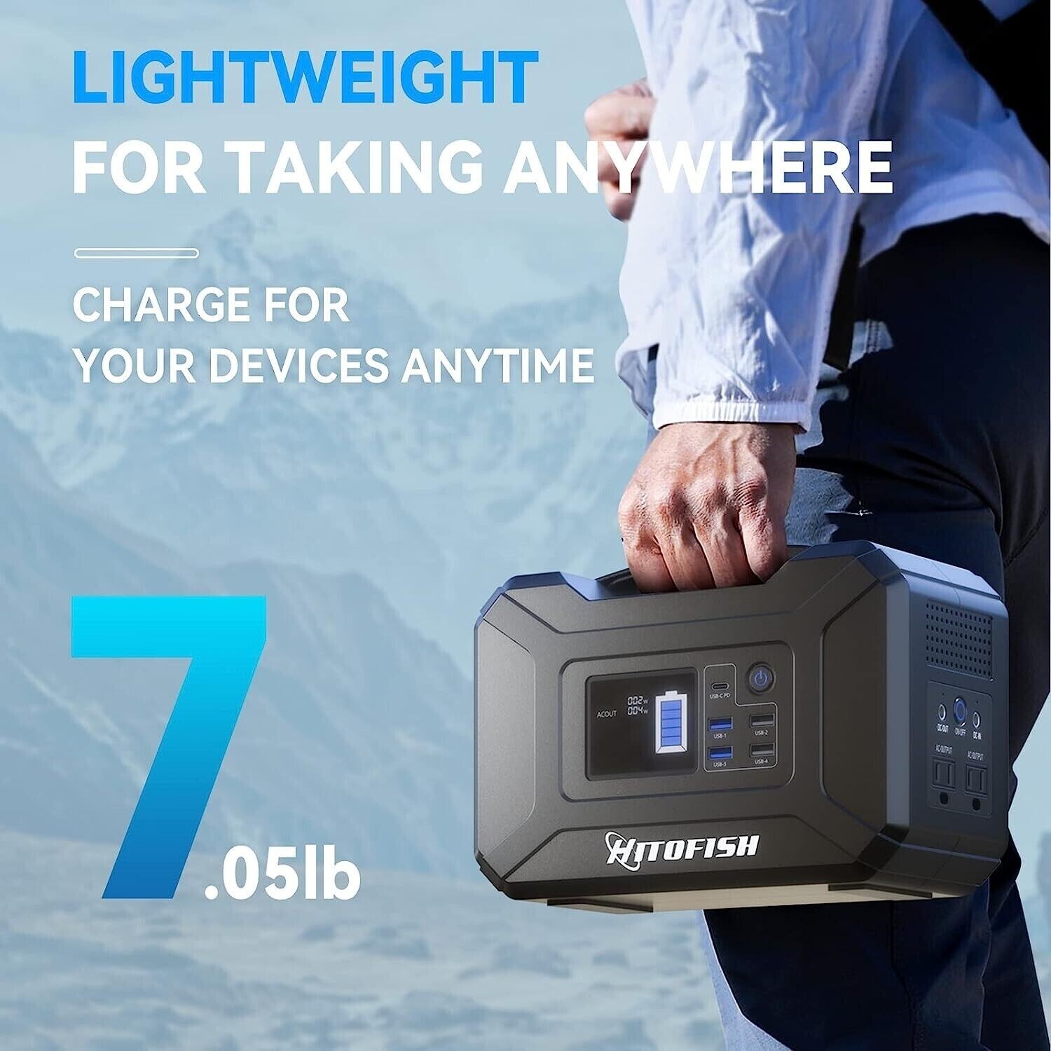 Portable Power Station, 300Wh Outdoor Backup Lithium Battery Solar Powered