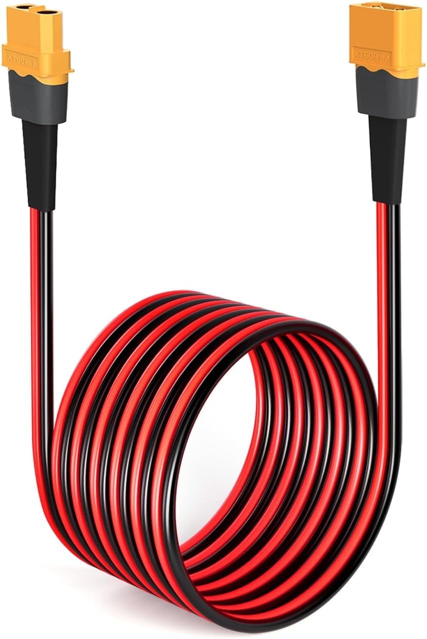 Durable 75ft XT60 Extension Cable: 12AWG Tinned Copper, Wide RC Application