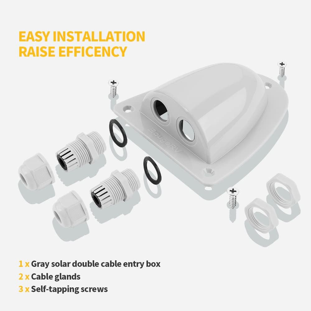 Solar Weatherproof Double Cable Entry Gland, Cable through RV Roof Solar Junctio